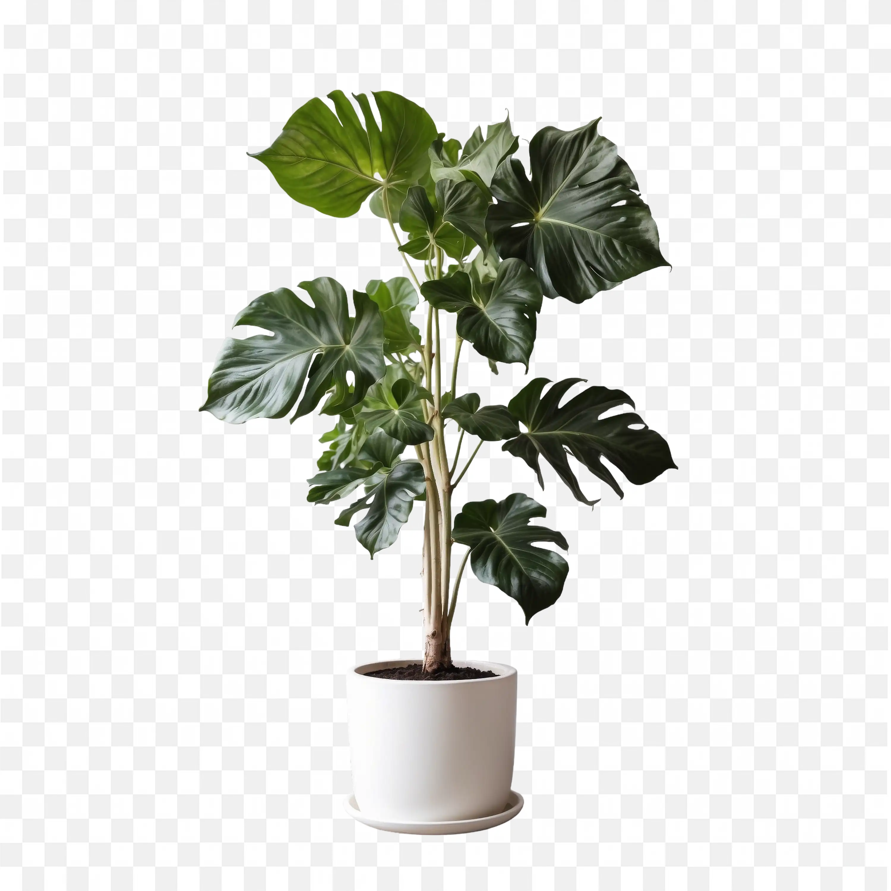 Tall Potted Houseplant with Thin Green Leaves PNG Art