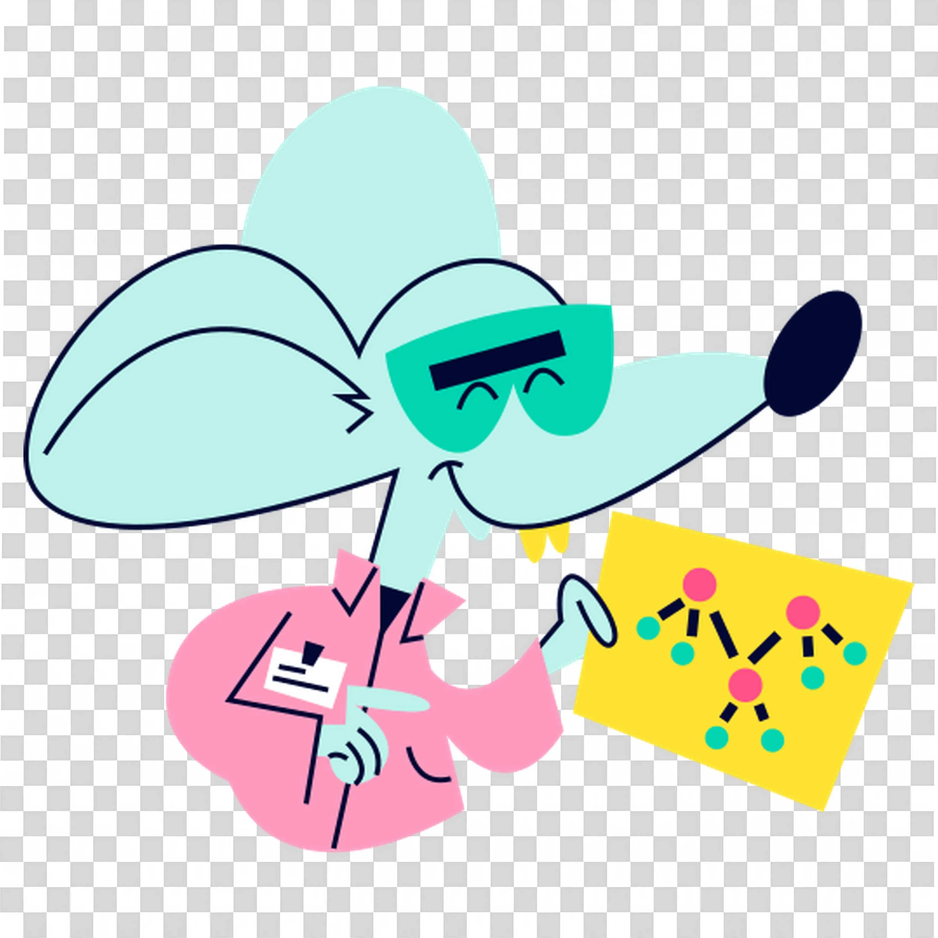 Teal Rabbit Coloring Yellow Sheet of Paper Using Pink Crayon