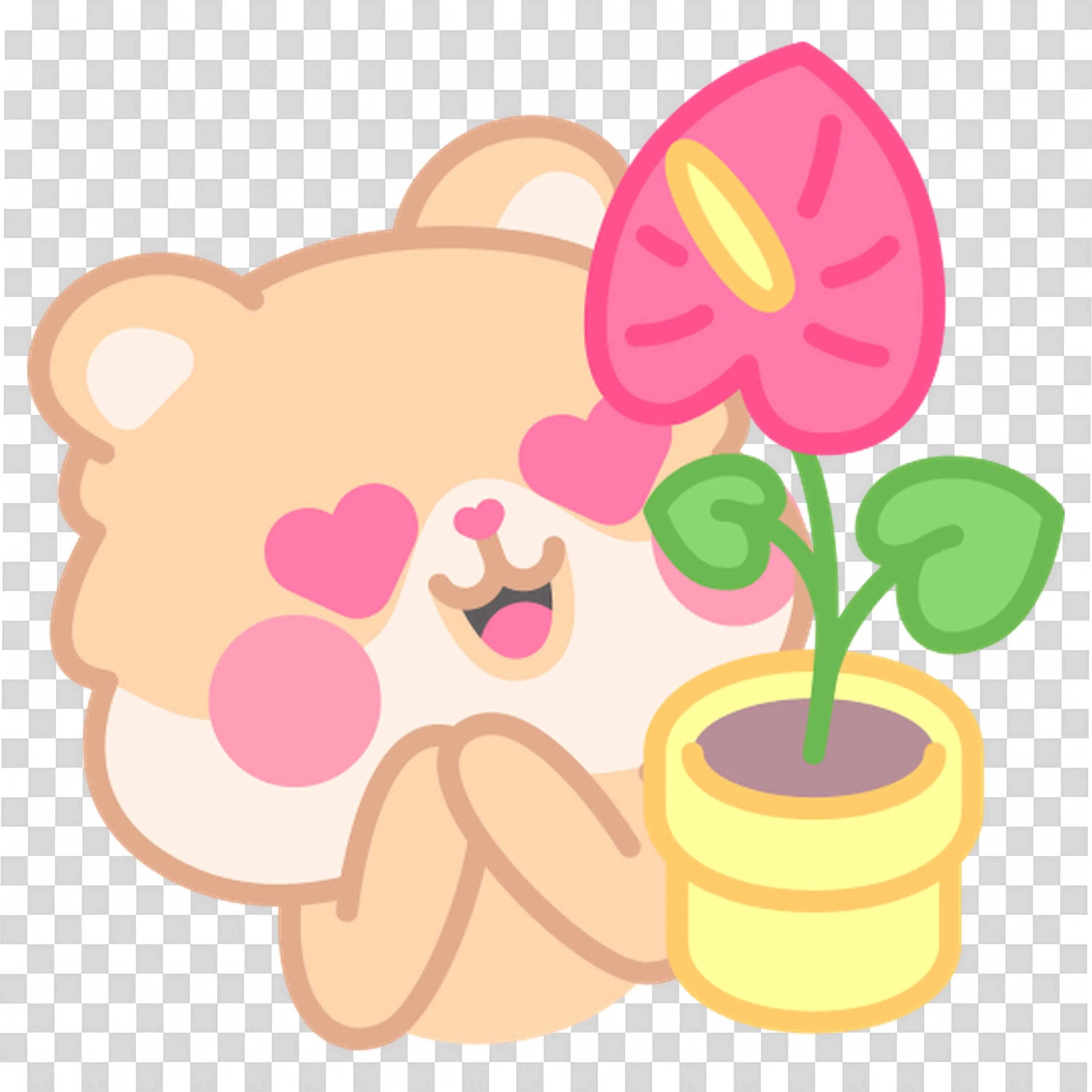 Teddy Bear Holding Pink Flower For Gift Or Decor Art