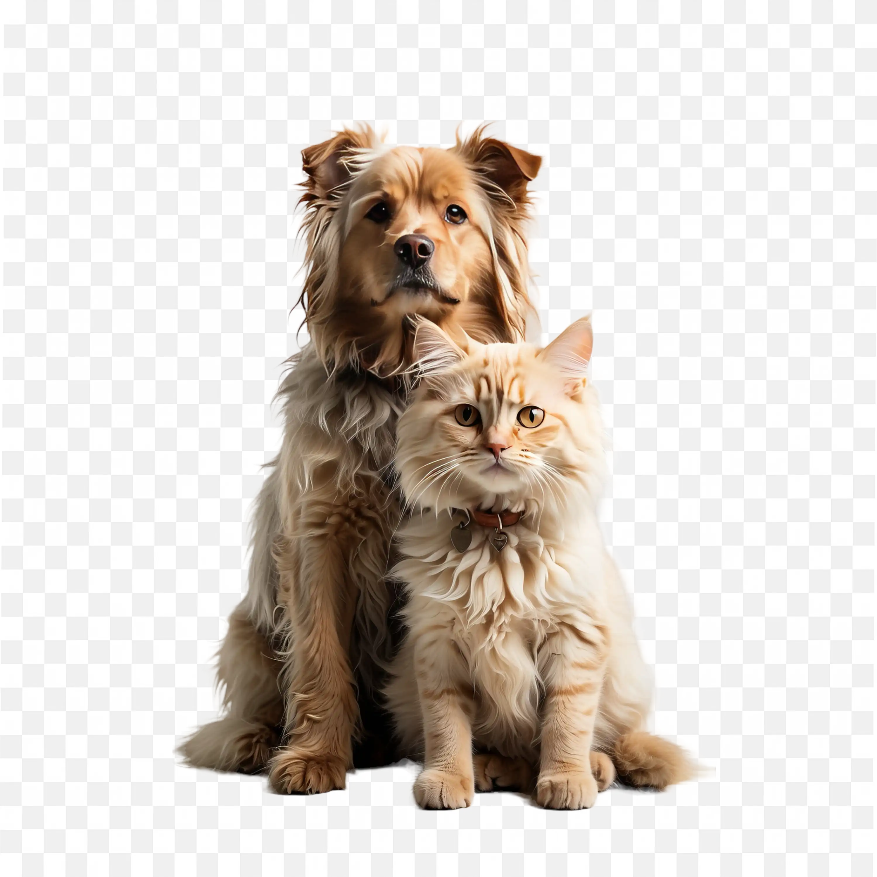 Terrier Dog and Tabby Kitten Sitting Together PNG Download
