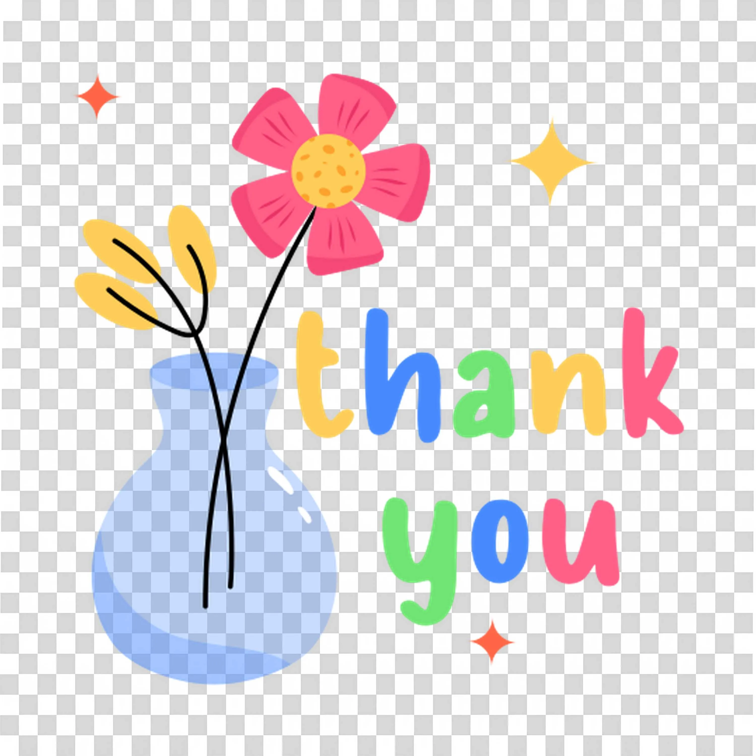 Thank You Message with Colorful Flower Bouquet Art