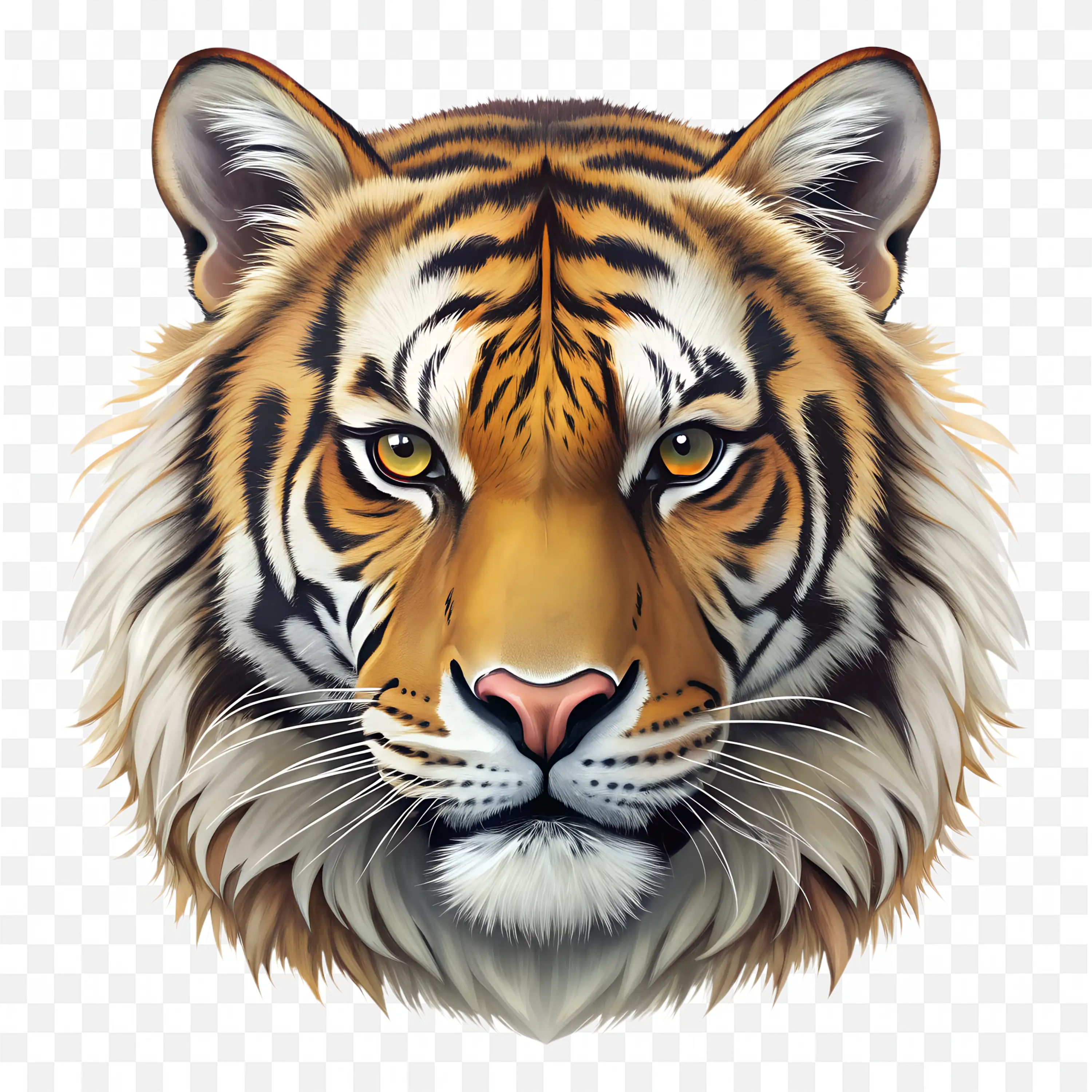 Tiger Face PNG Realistic Wild Animal Jungle Portrait Art