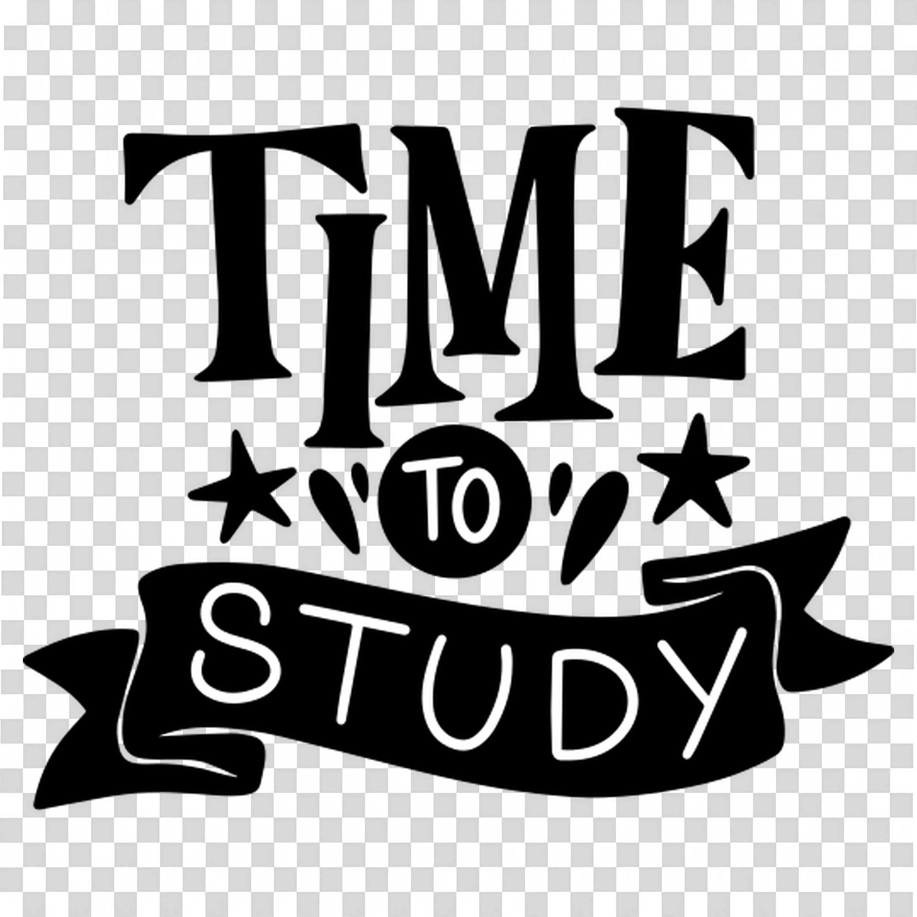 Time to Study Text in Black with Ribbon and Underline