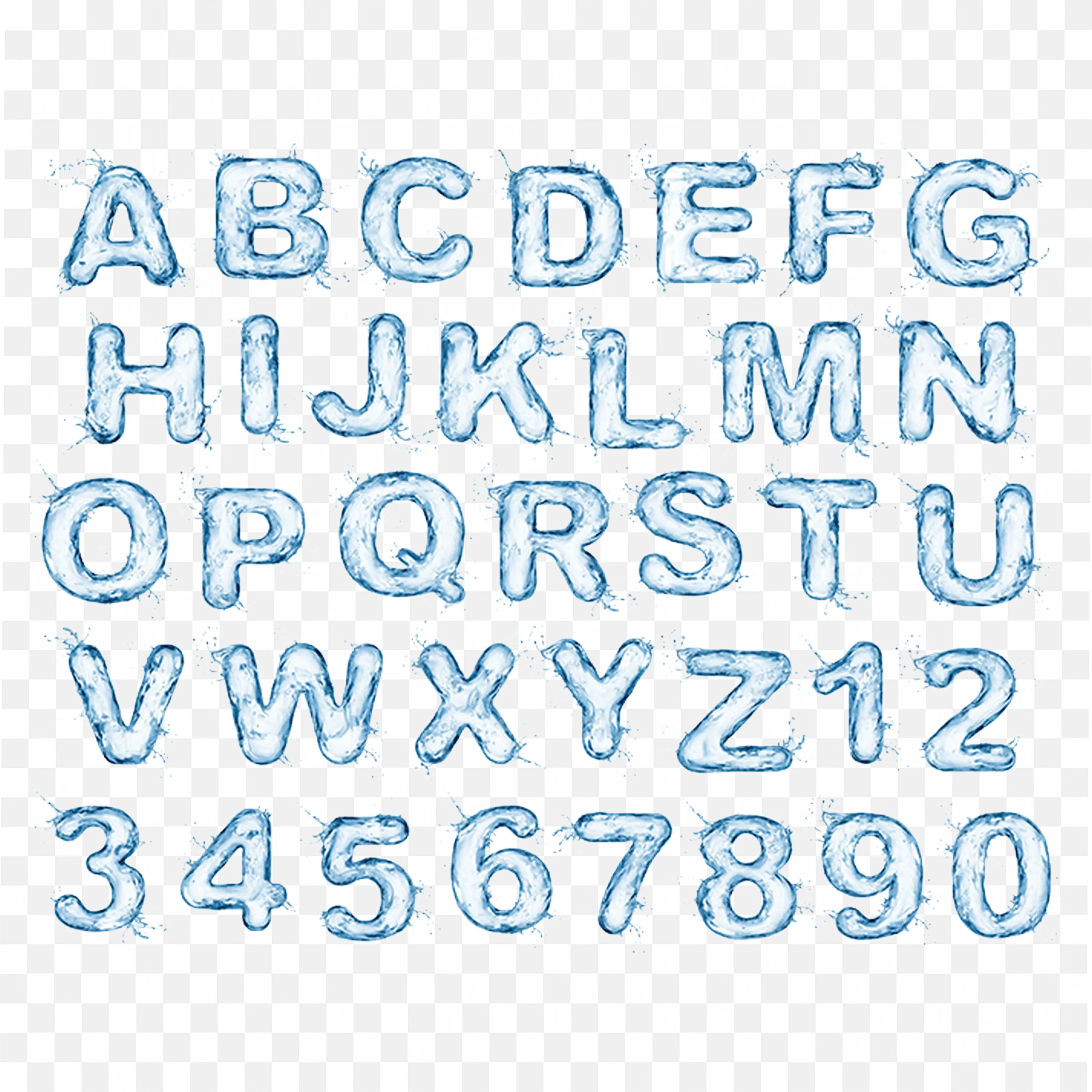 Transparent Blue Alphabet Letters Water Style PNG