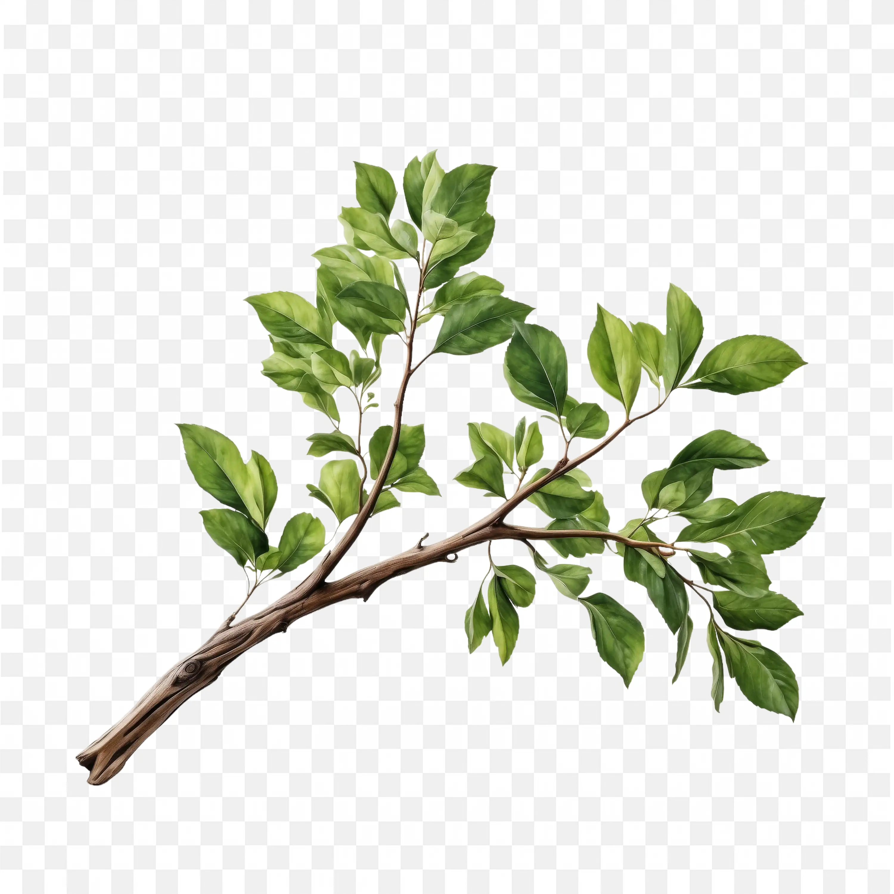 Tree Branch with Leaves Nature Illustration PNG Clip