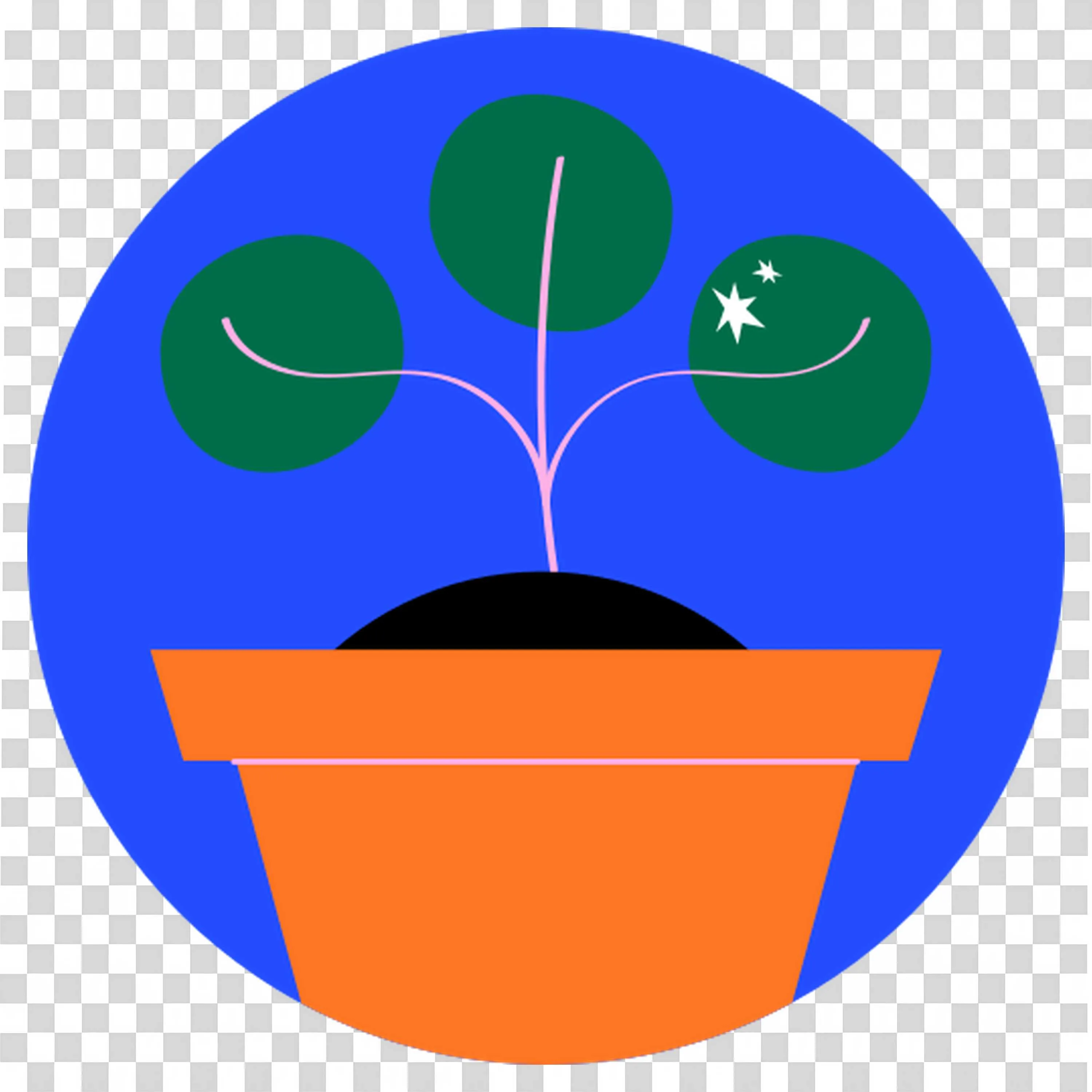 Two Green Leaves Growing from Black Soil in Orange Pot