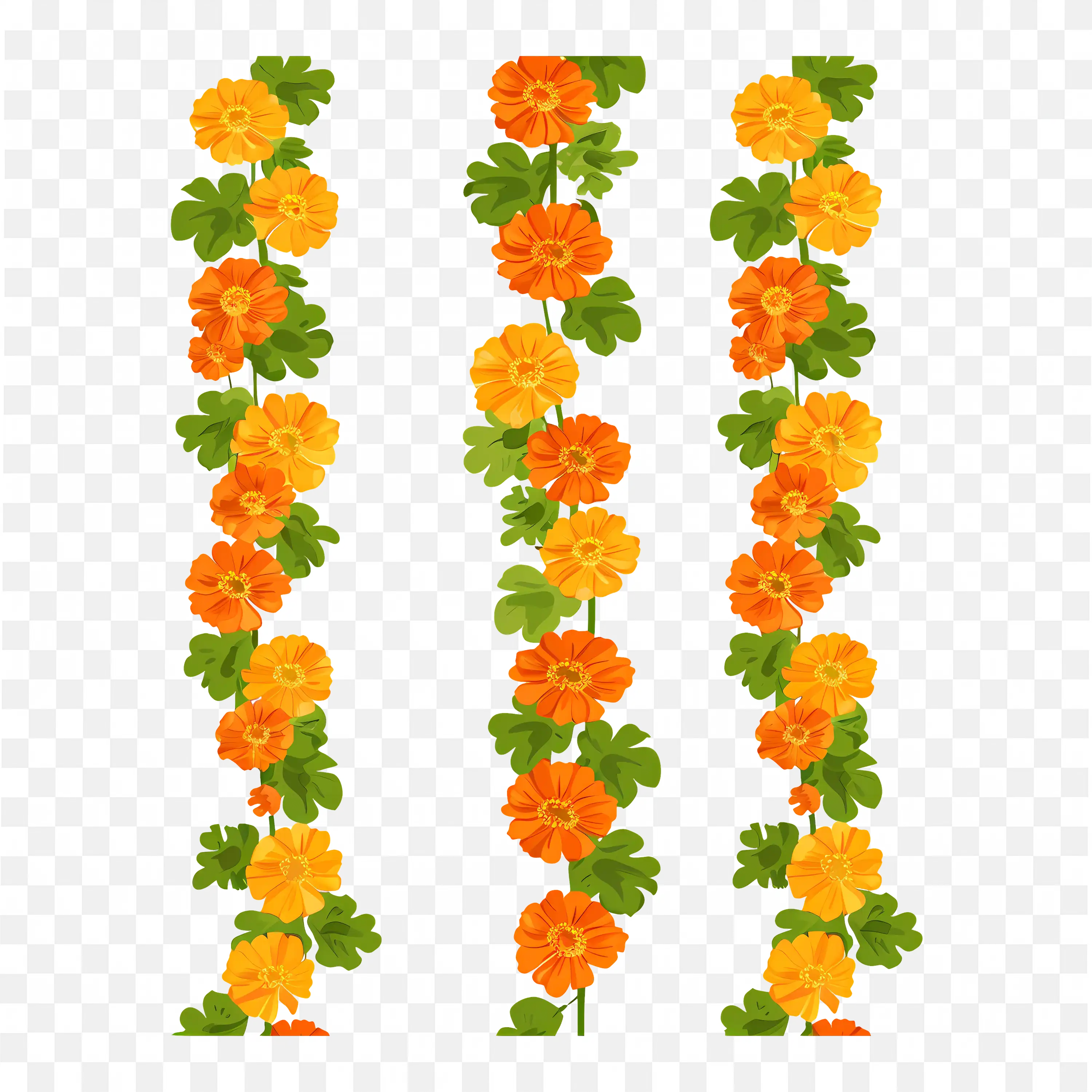 Vertical Garland of Marigold Flowers for Festive Decor Art