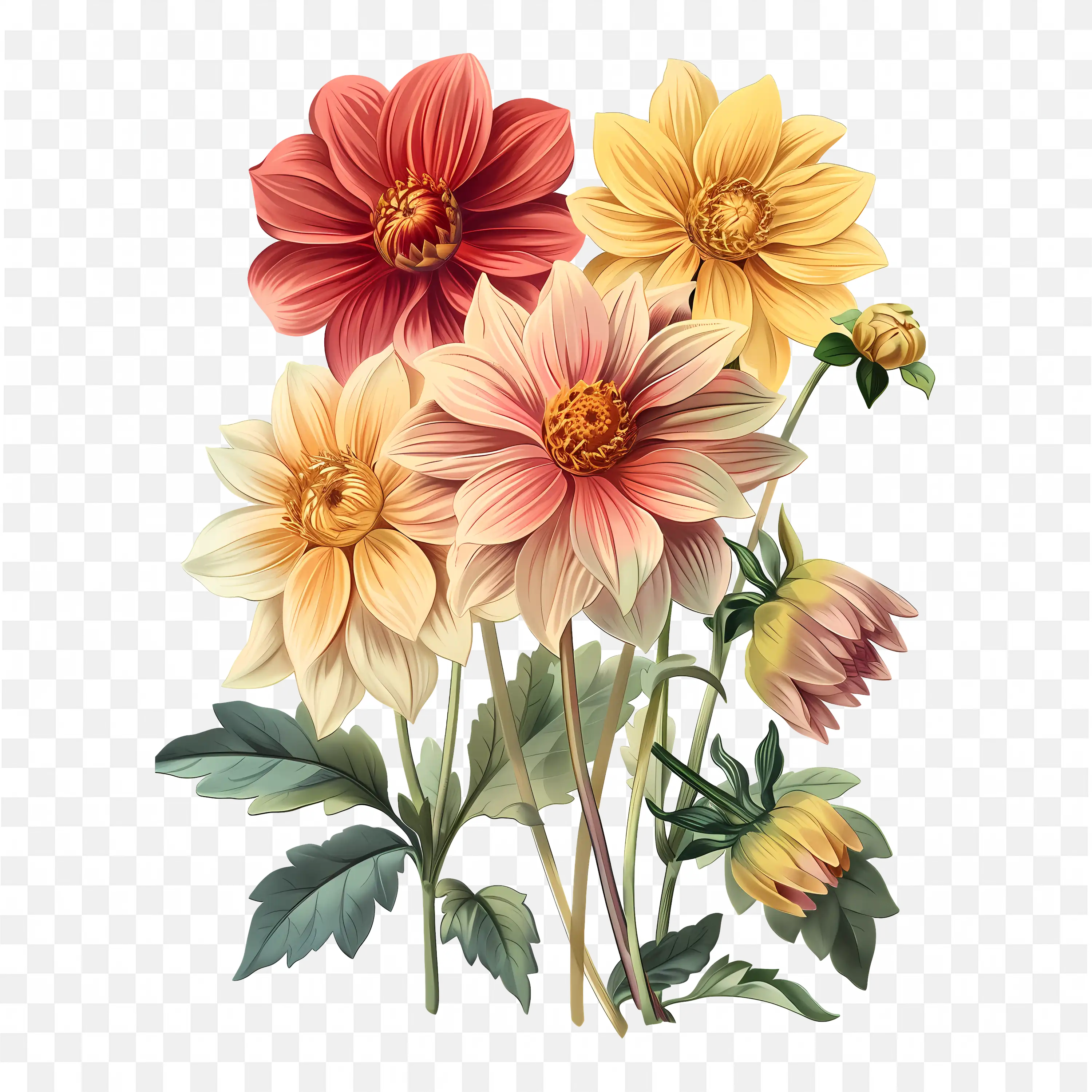 Vintage Floral PNG Botanical Art Flower Nature Design Scene