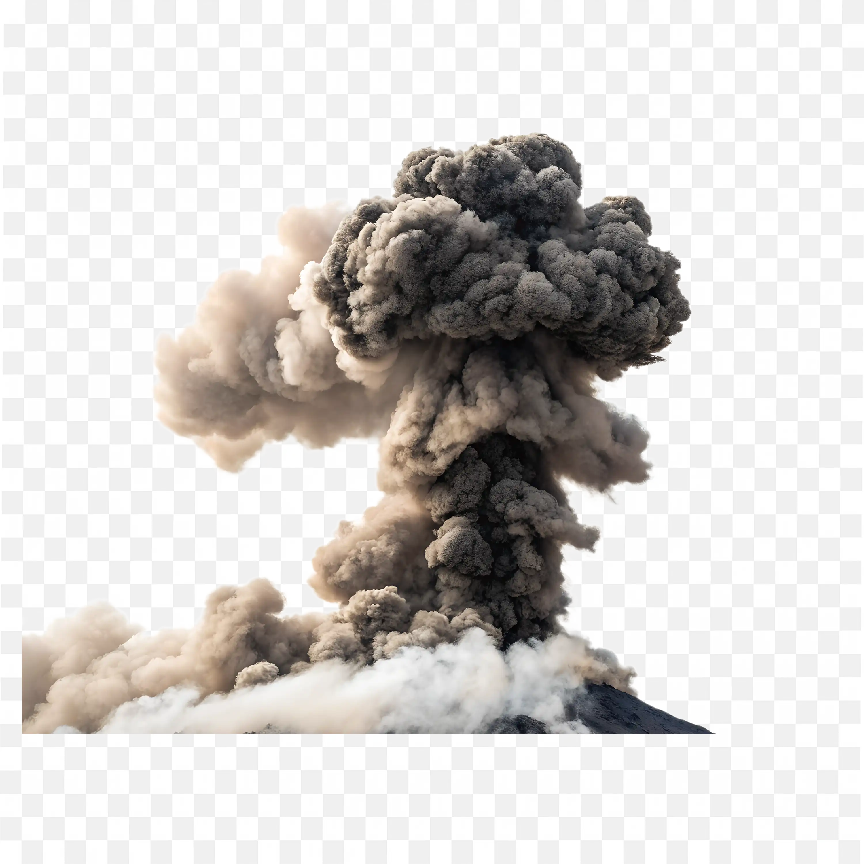 Volcano Ash Eruption with Smoke and Fire PNG Transparent