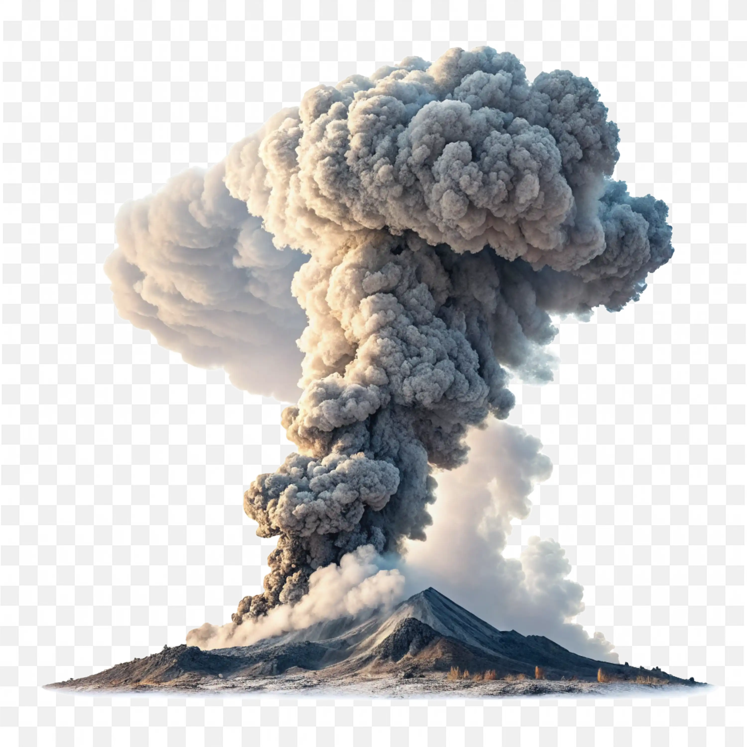 Volcano Erupting Lava and Smoke Explosion PNG Clipart