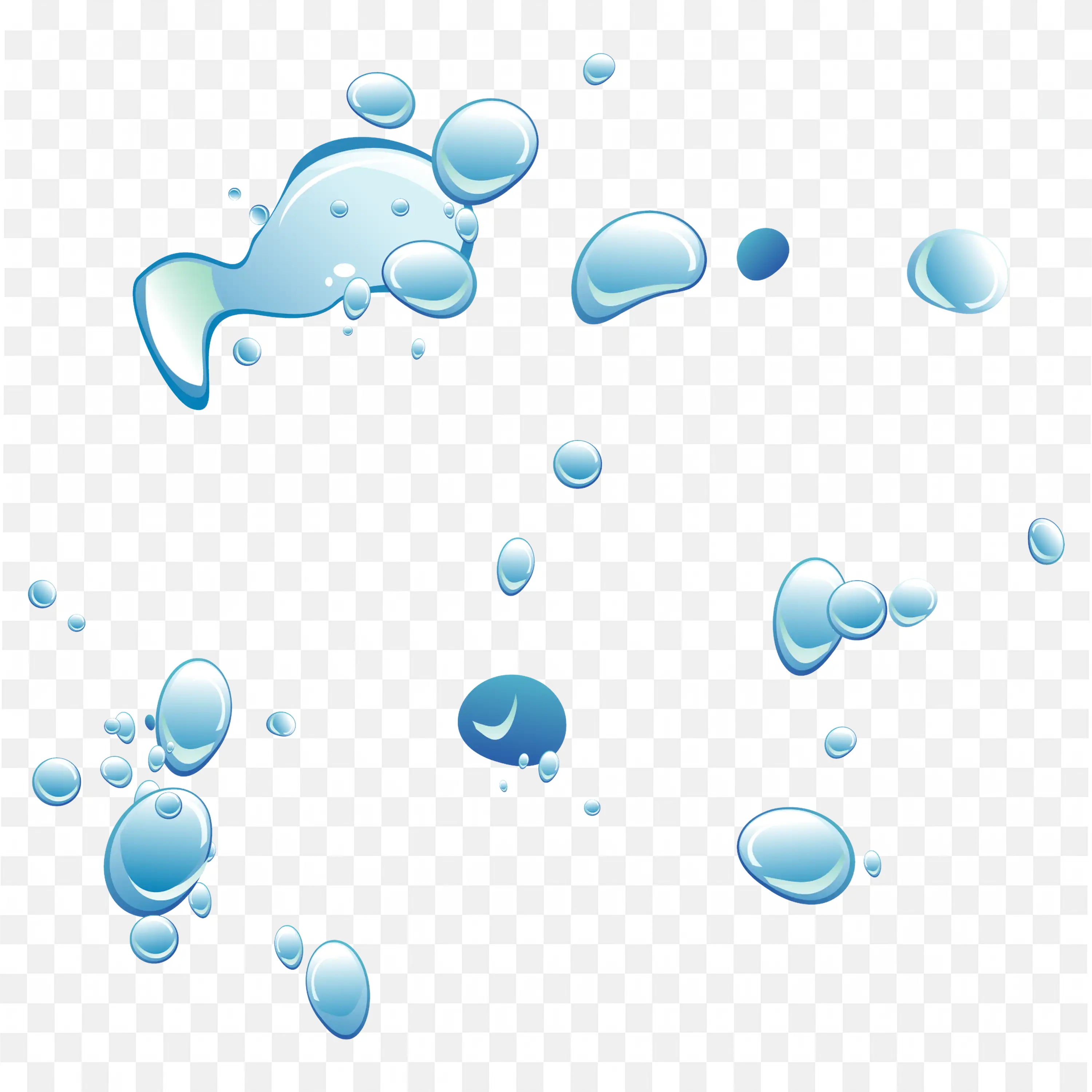 Water Bubbles Floating Up Transparent Blue Effect PNG
