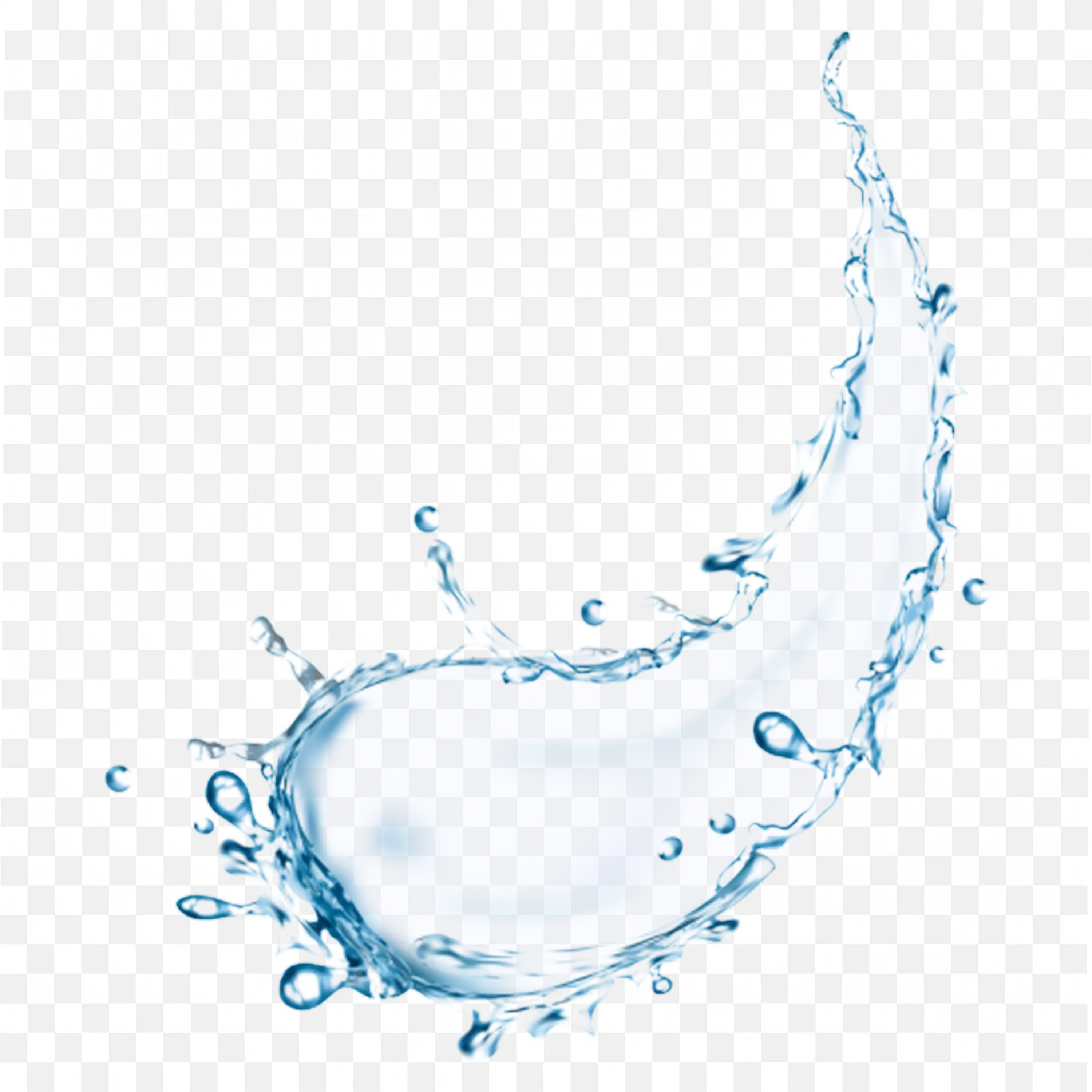 Water Droplet Splash in Arc Transparent Realistic PNG