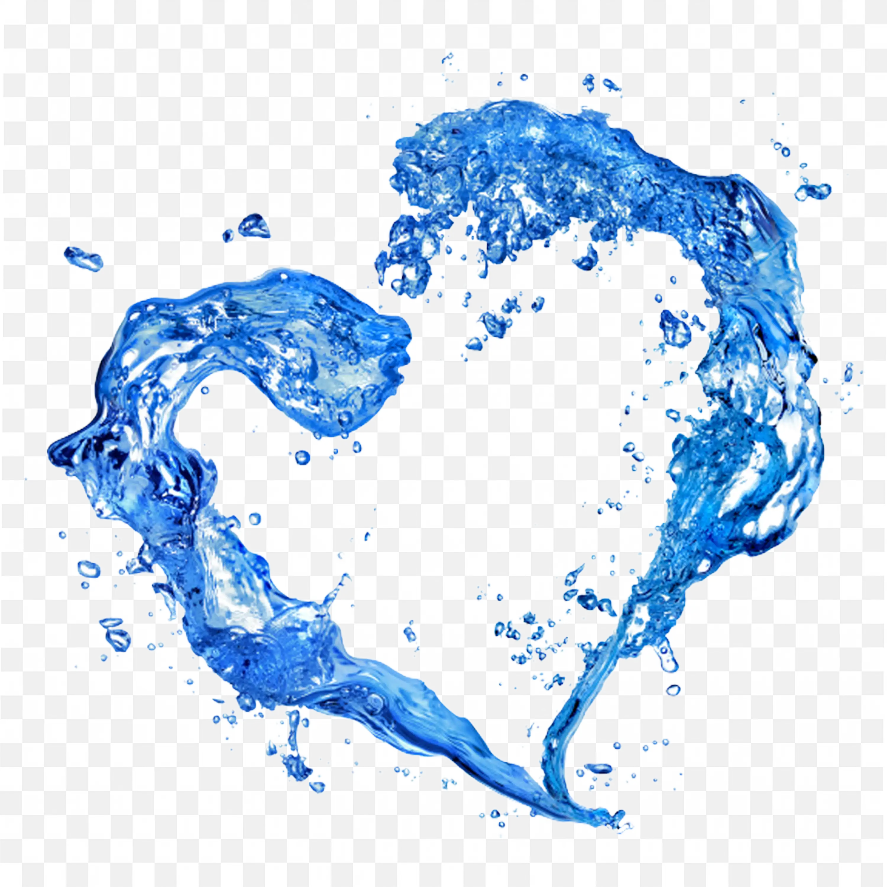 Water Heart Shape Splash PNG Image Free Download Transparent