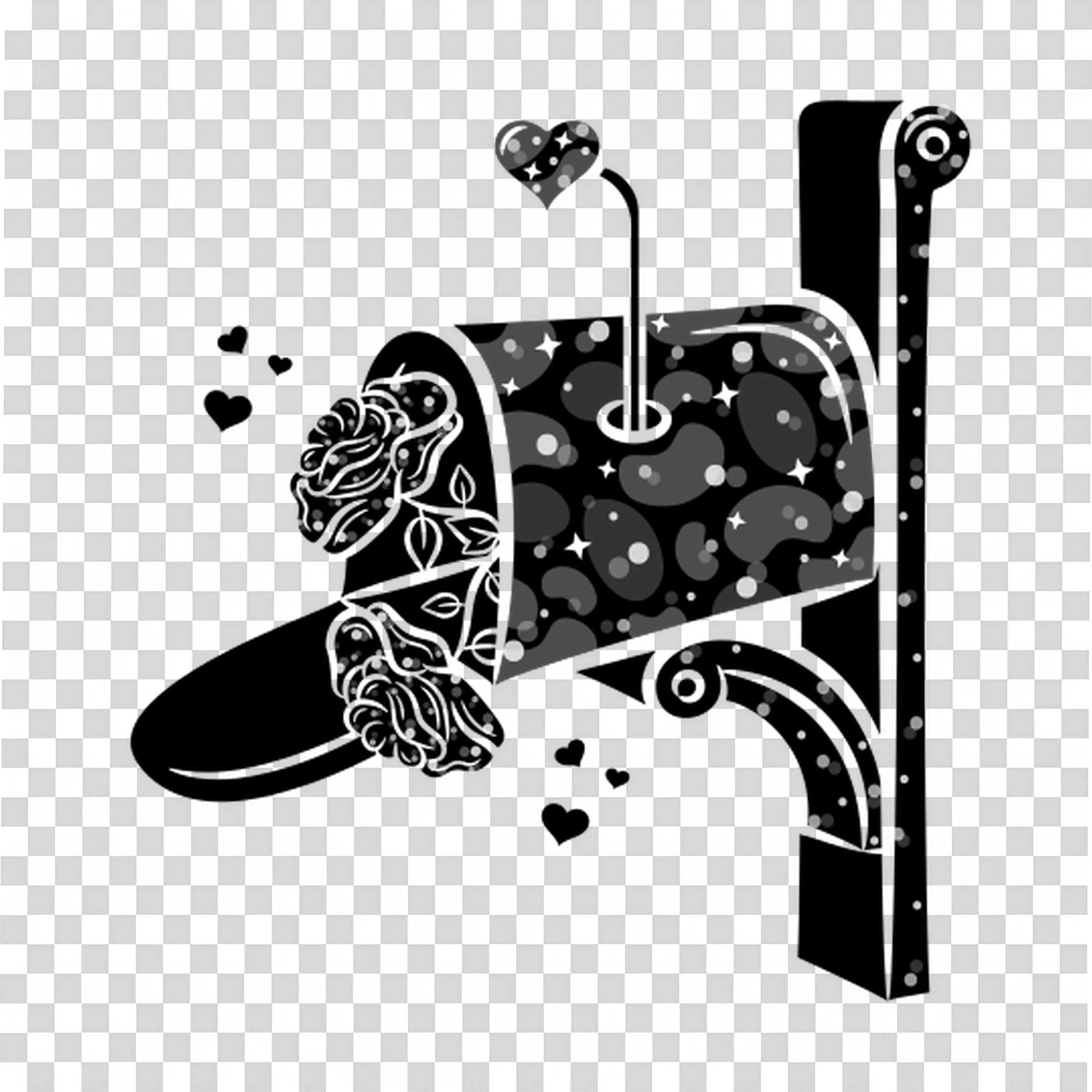 Watering Can Pouring Black Flowers in Abstract Art