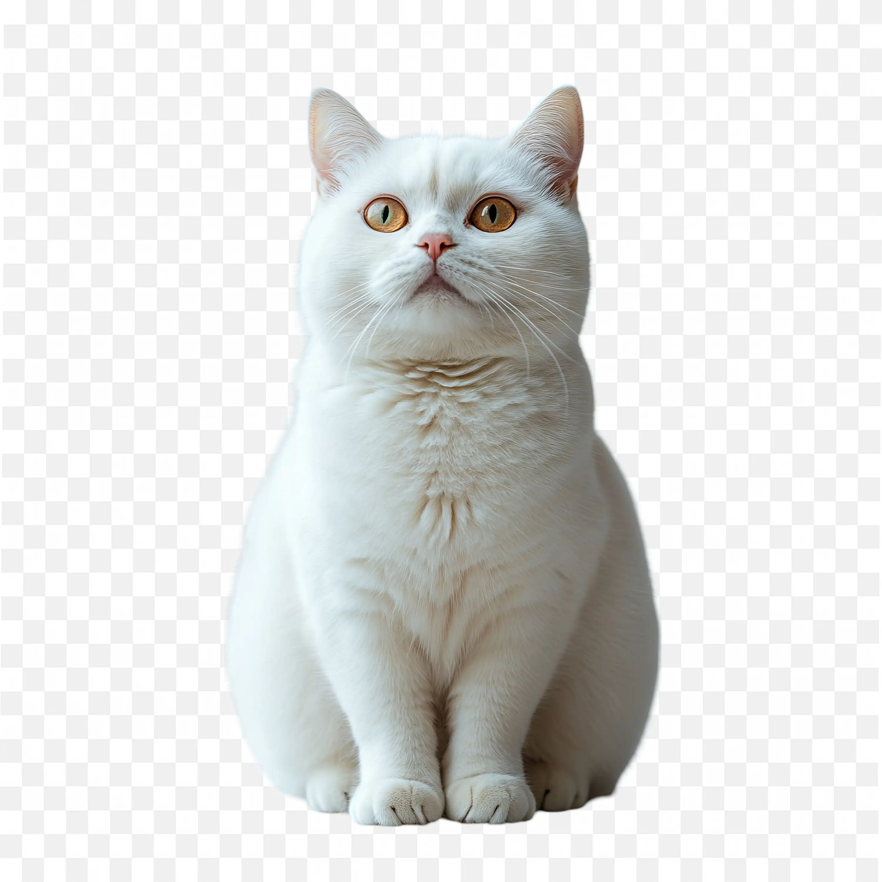 White Cat Sitting Calmly Front Facing PNG Clipart Download