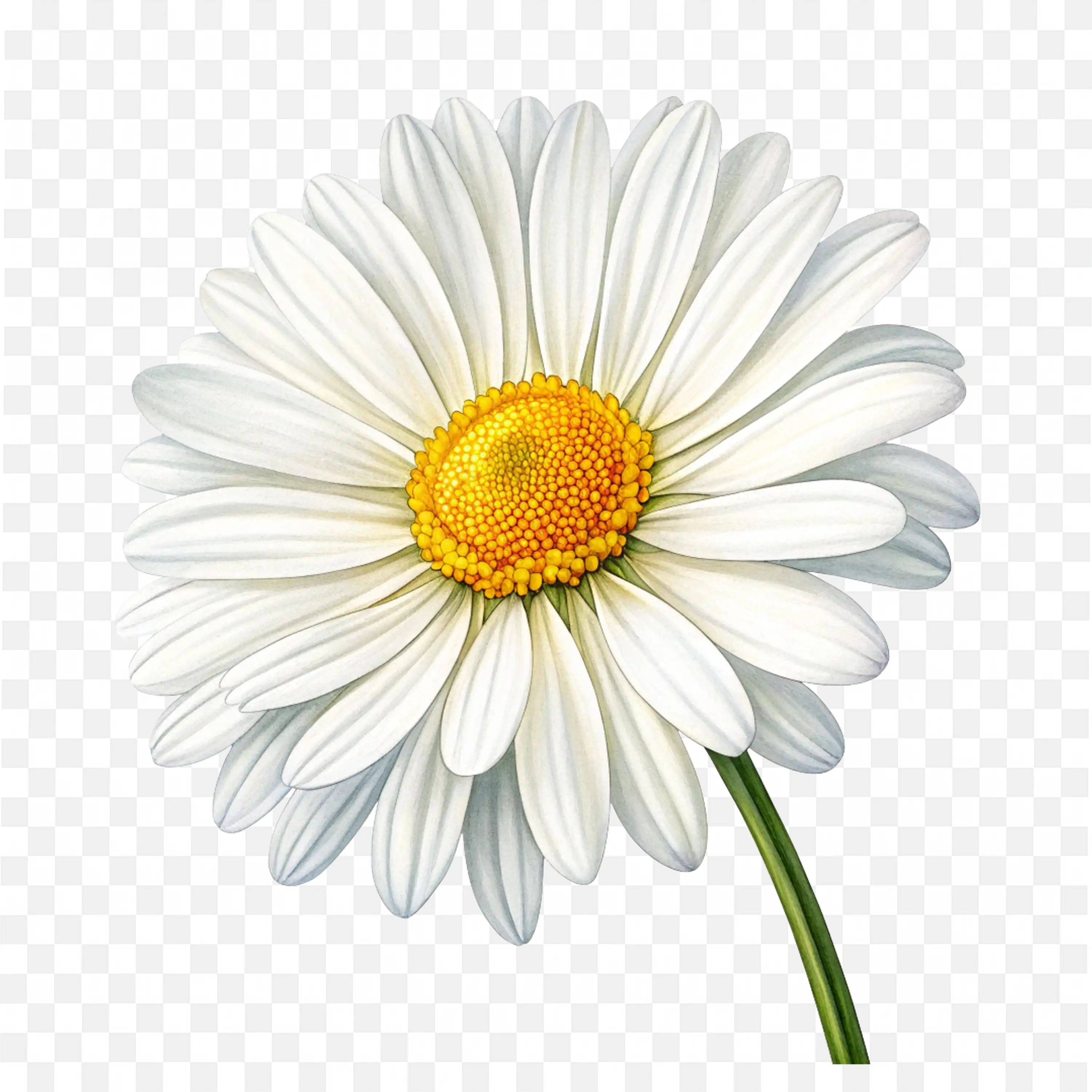 White Daisy Flower PNG Realistic Floral Botanical Art