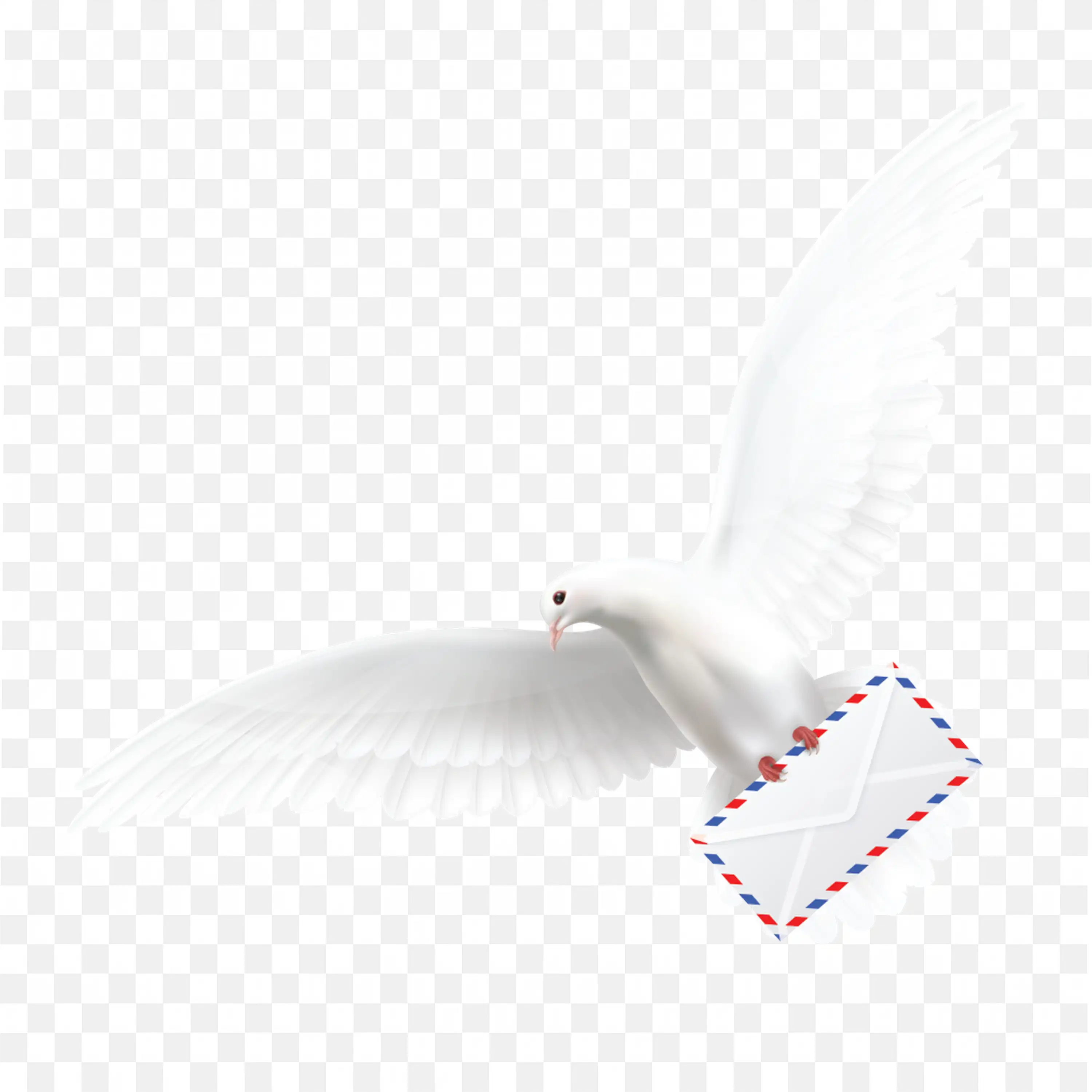 White Dove PNG Flying Bird Carrying Envelope in Beak