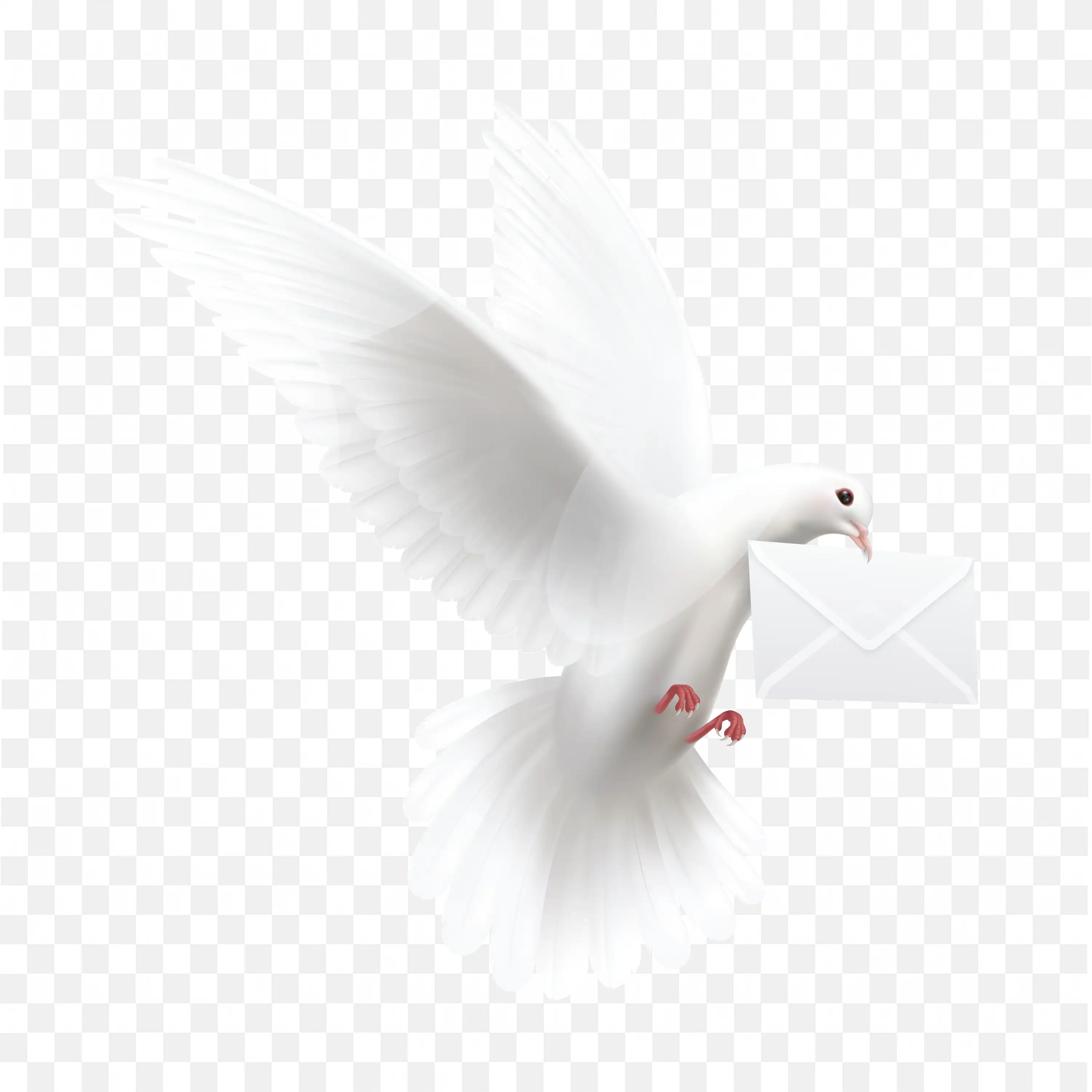 White Dove PNG Flying Bird with Letter in Beak Art