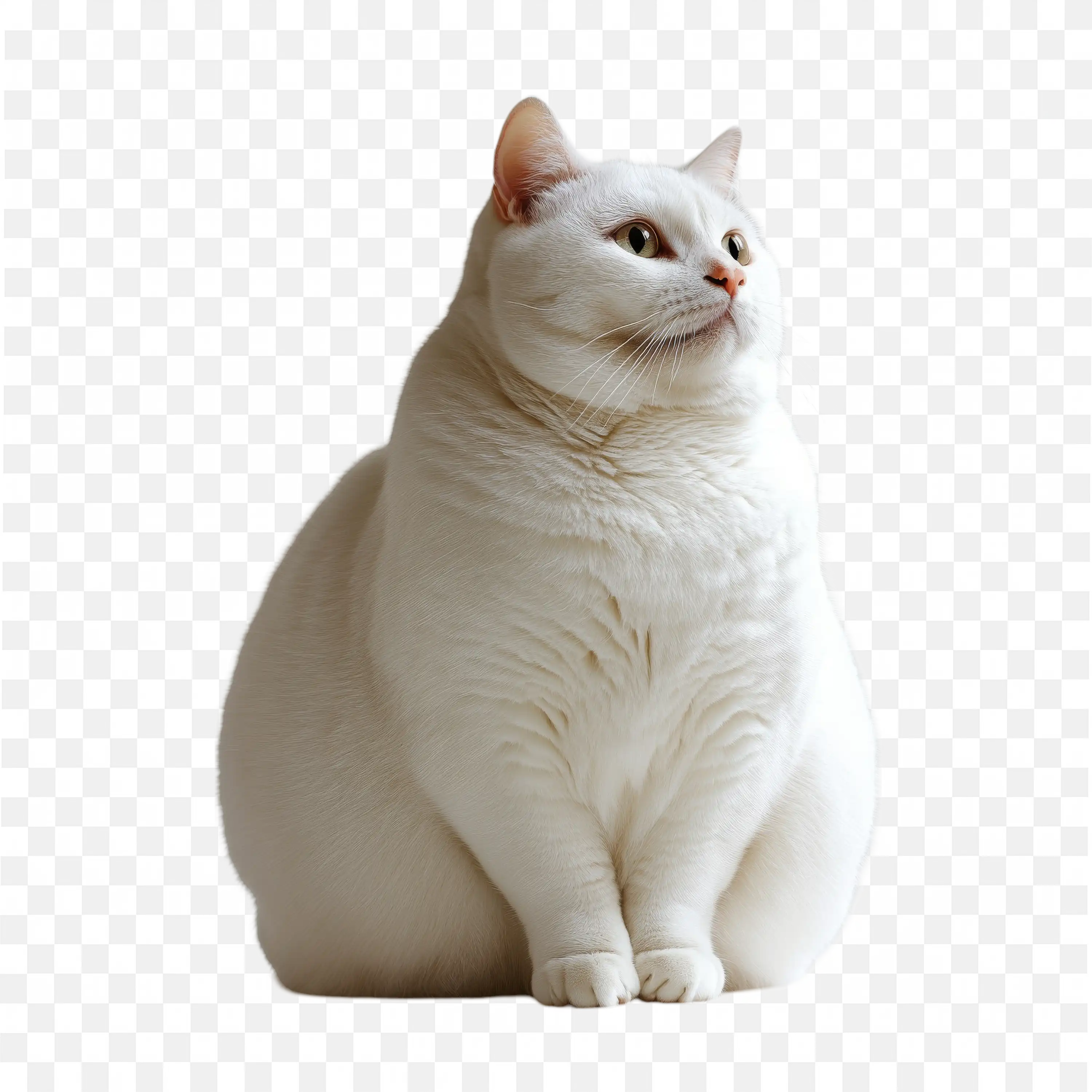 White Fluffy Cat Sitting Side View Calm PNG Clipart Download