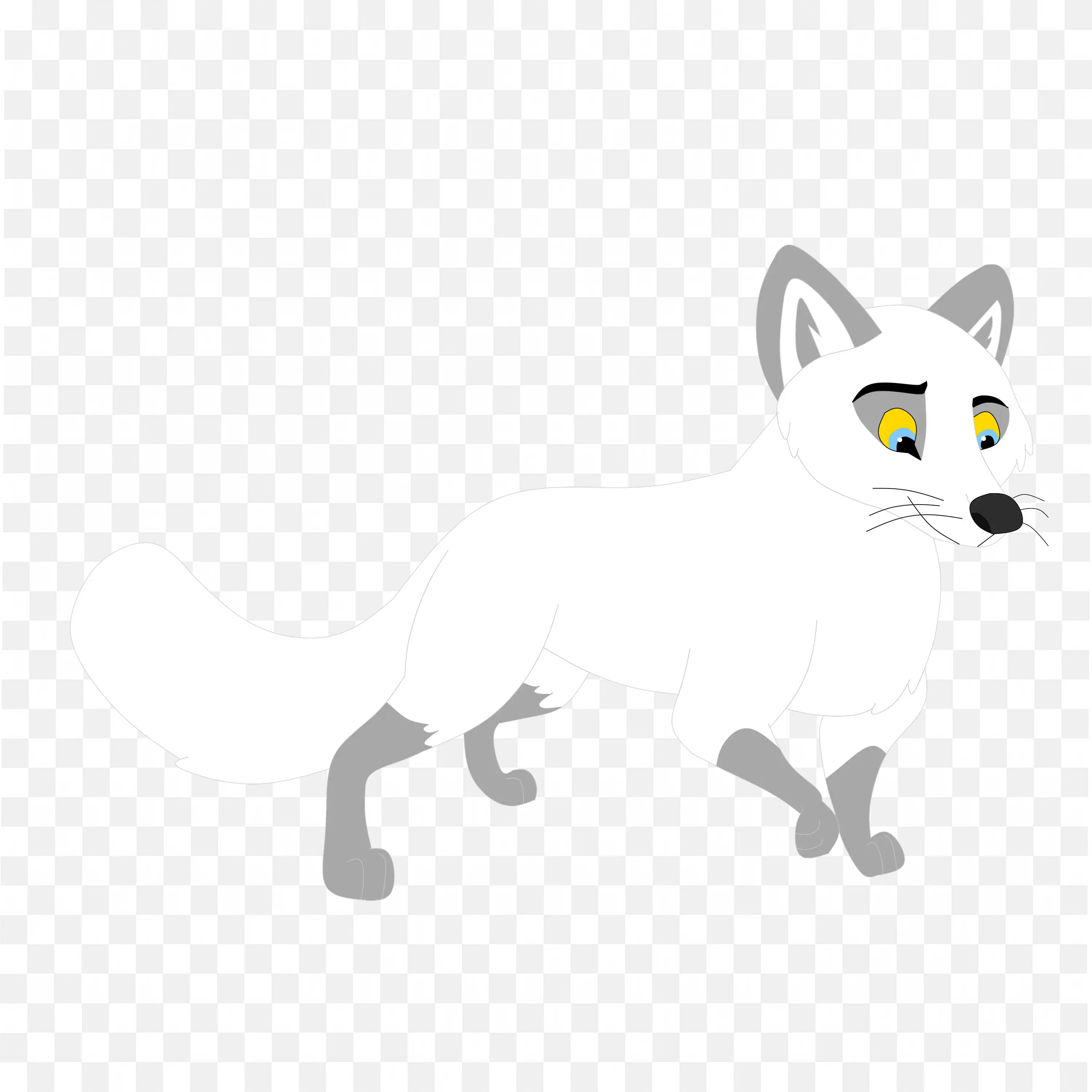White Fox Cub Clip Art Cartoon Nature Arctic Cute Animal