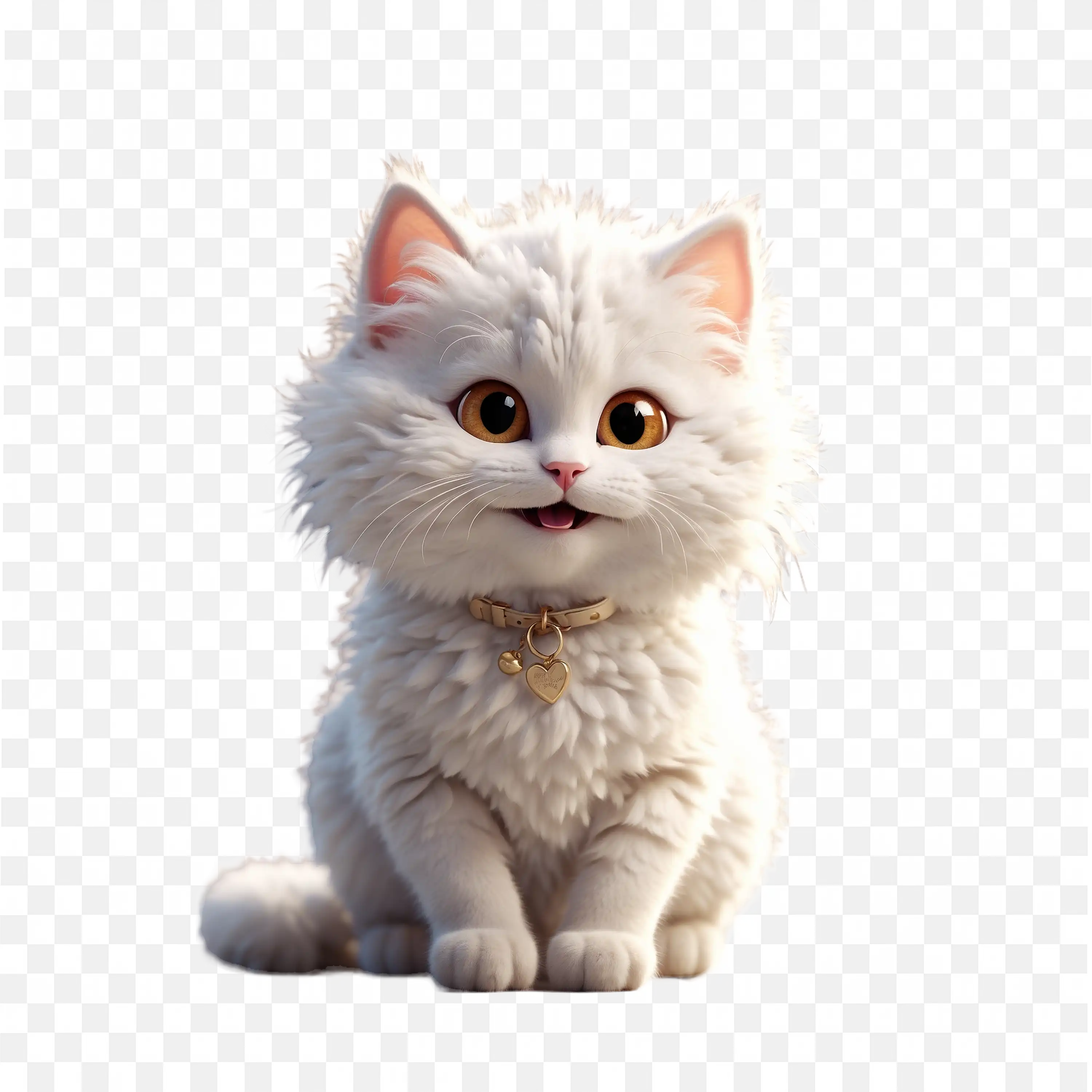 White Kitten Sitting Front View Fluffy Fur PNG Art Download