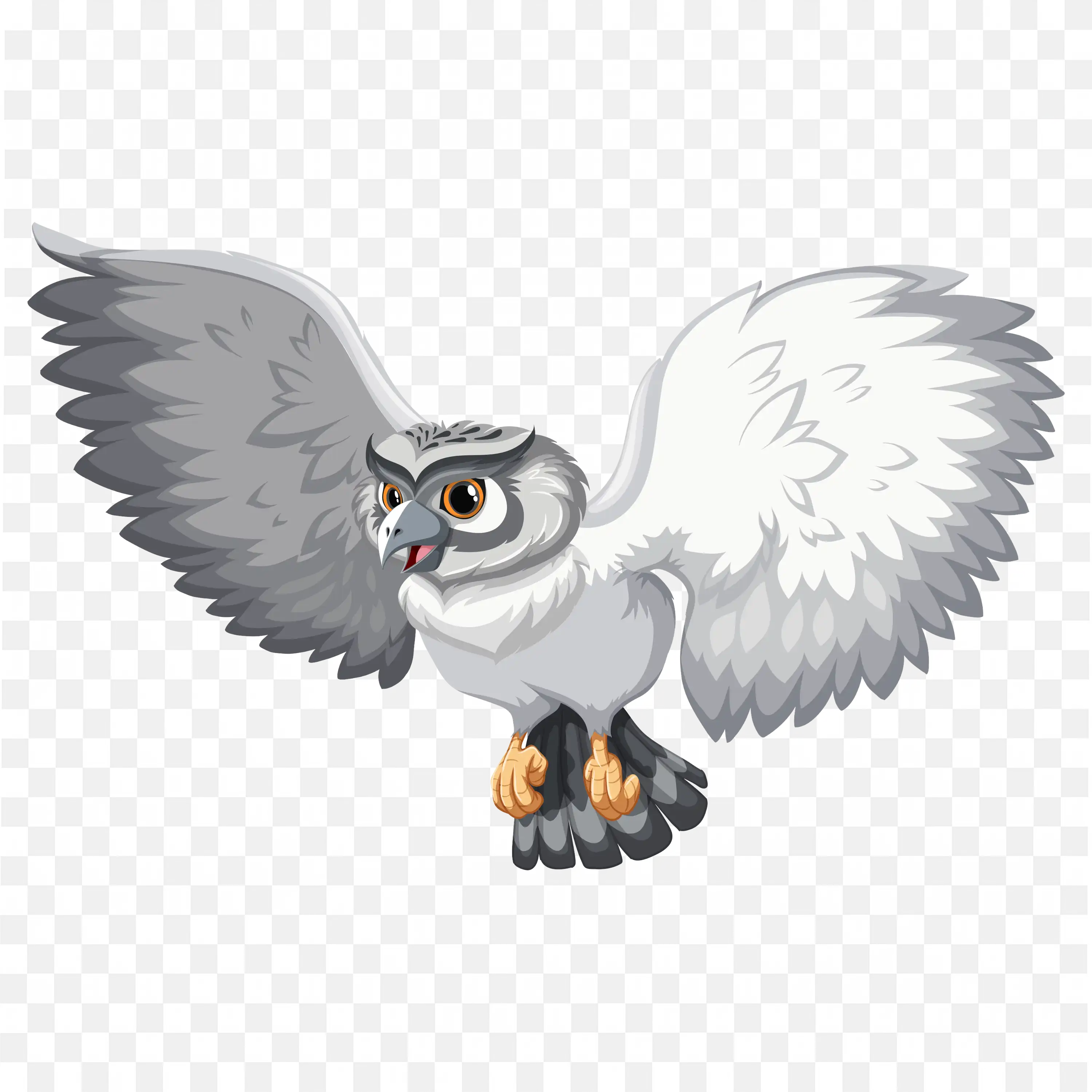 White Owl Flying with Wings Spread PNG Clipart Art Download