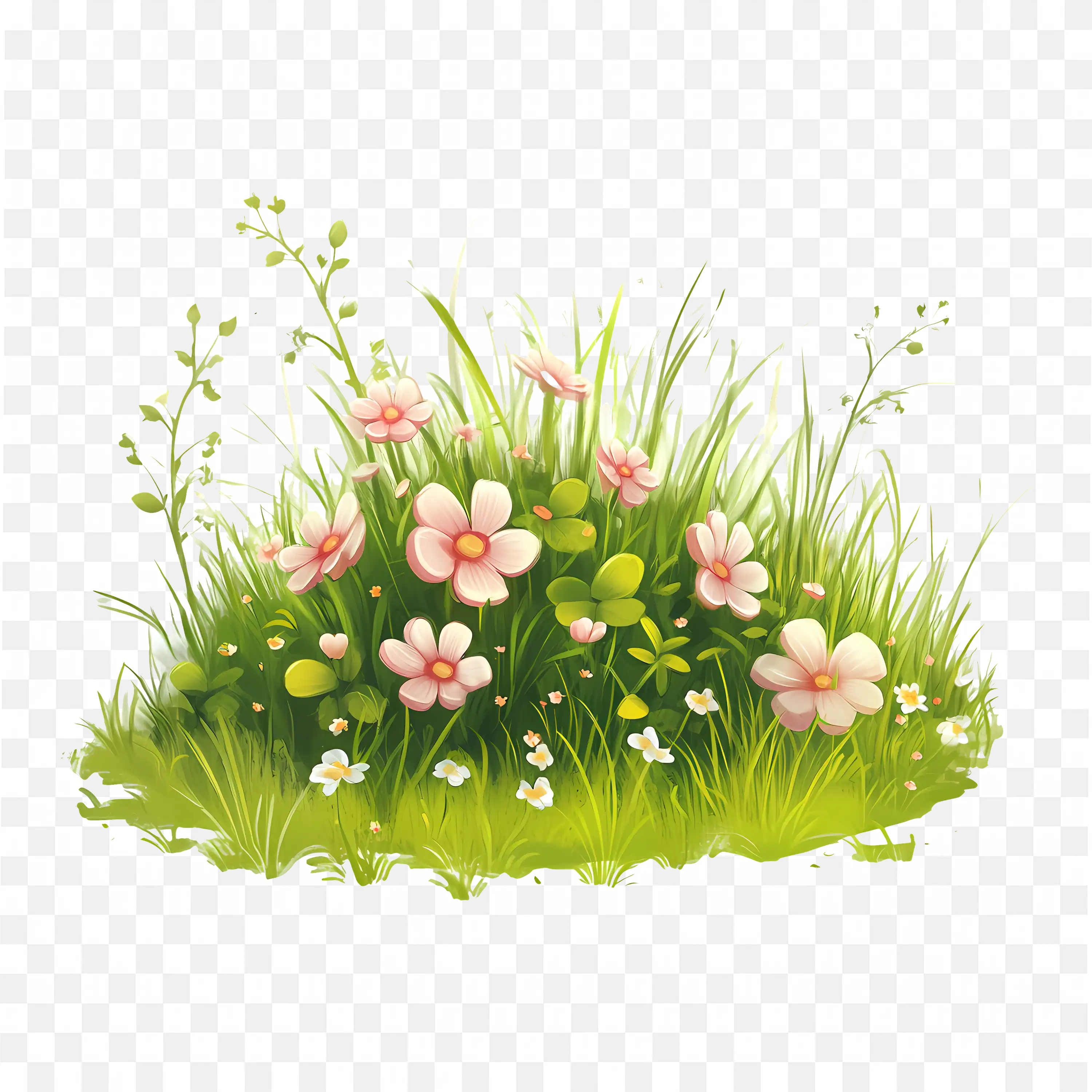 Wild Grass PNG Flower Meadow Clip Art Nature Scene Design