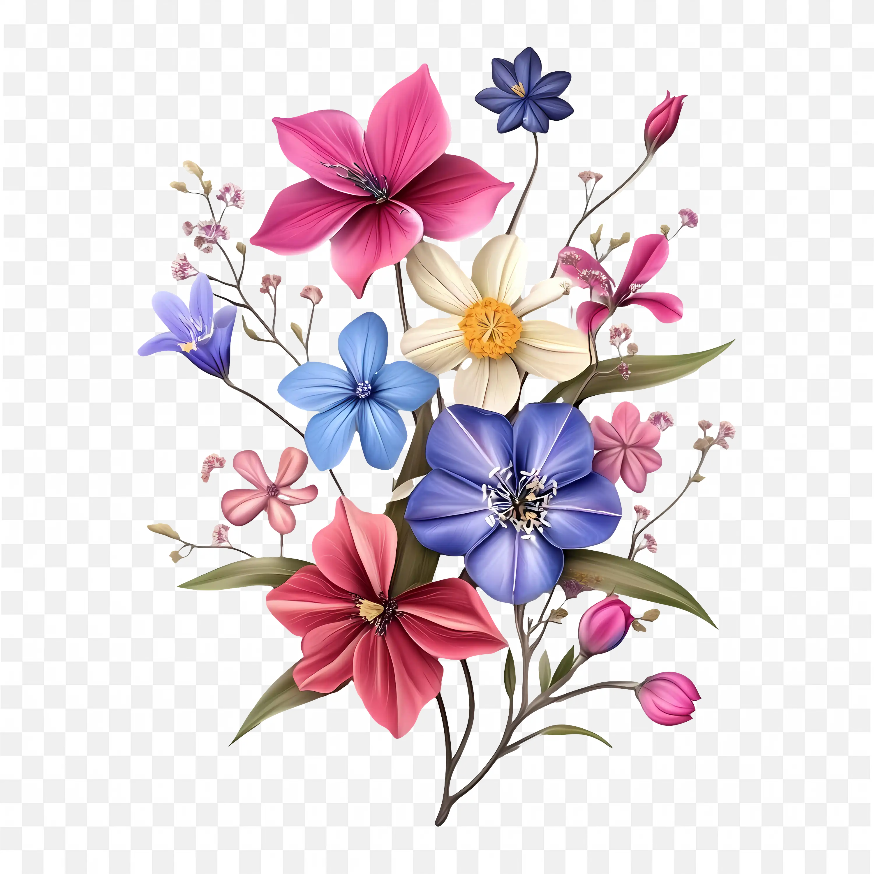 Wildflower PNG Nature Clip Art Mixed Bloom Floral Graphic