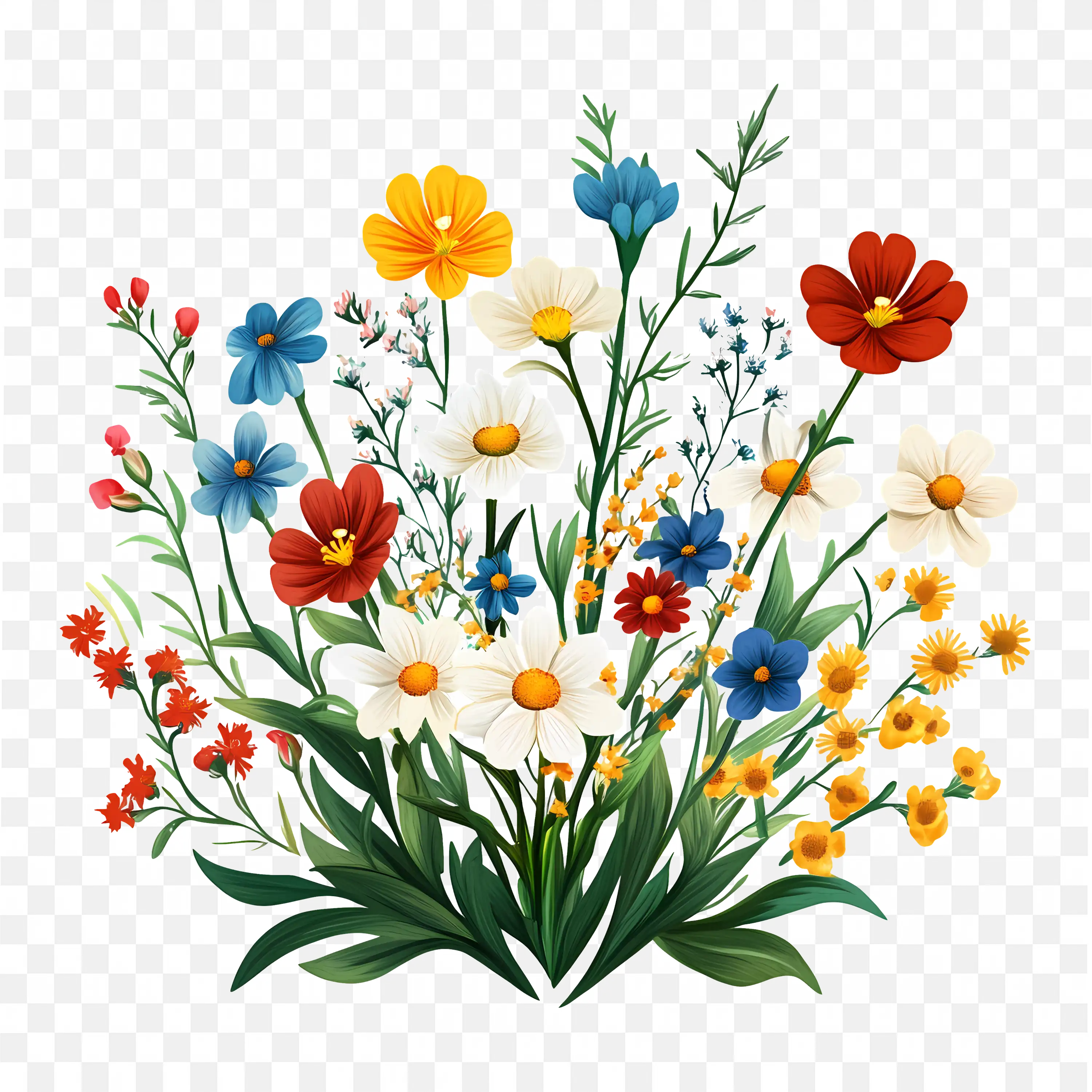 Wildflowers PNG Field Bloom Nature Clip Art Floral Design
