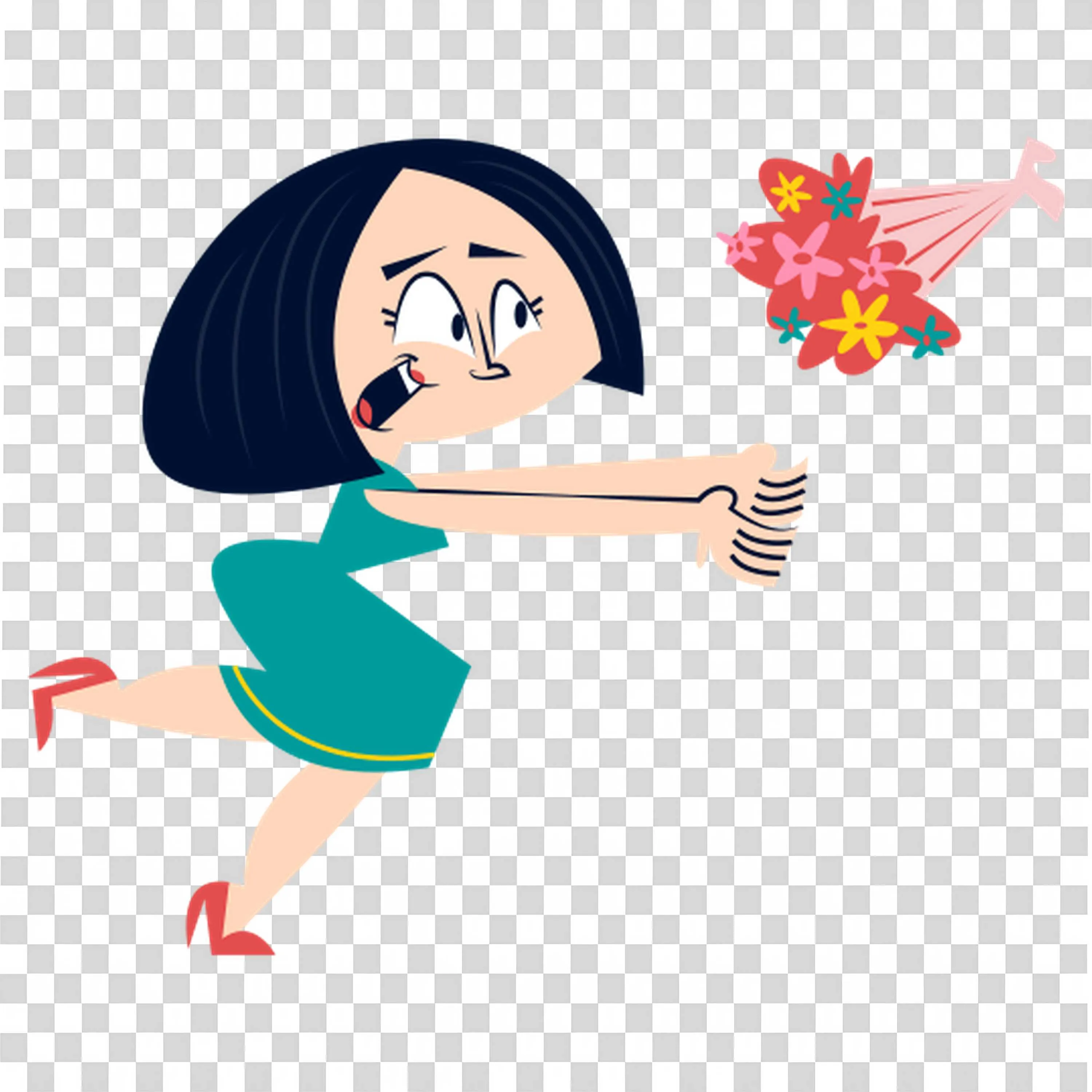 Woman Giving Flowers Embraces Thoughtful Joy PNGDownload