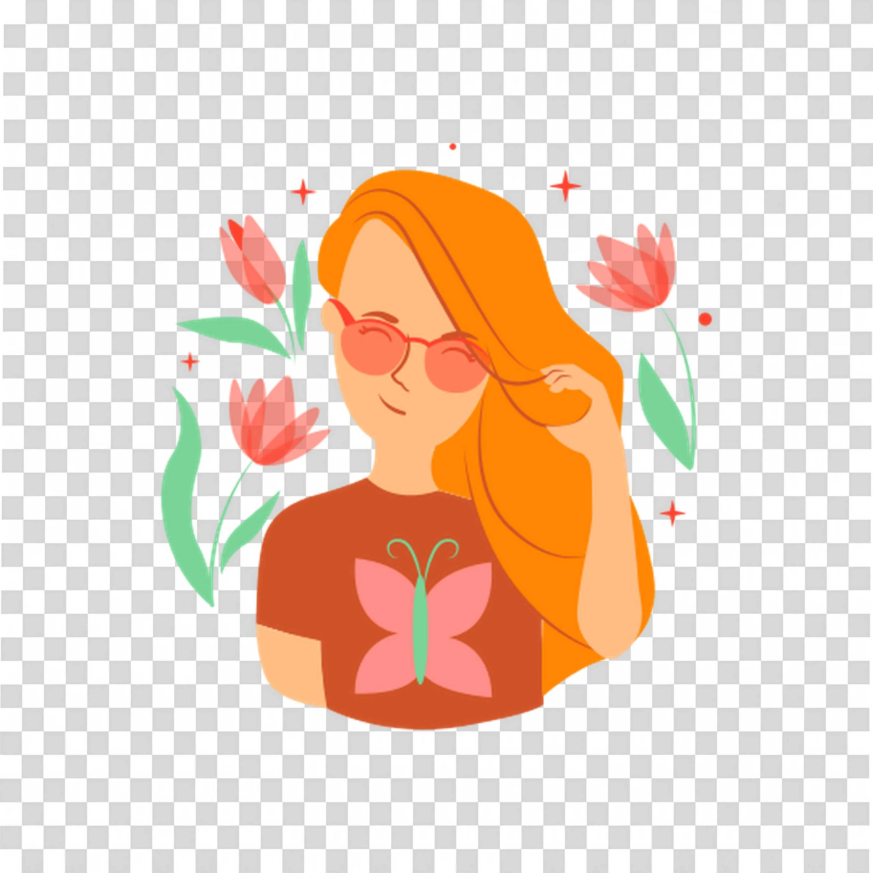 Woman Holding a Flower Surrounded By Soft Petals Free PNG