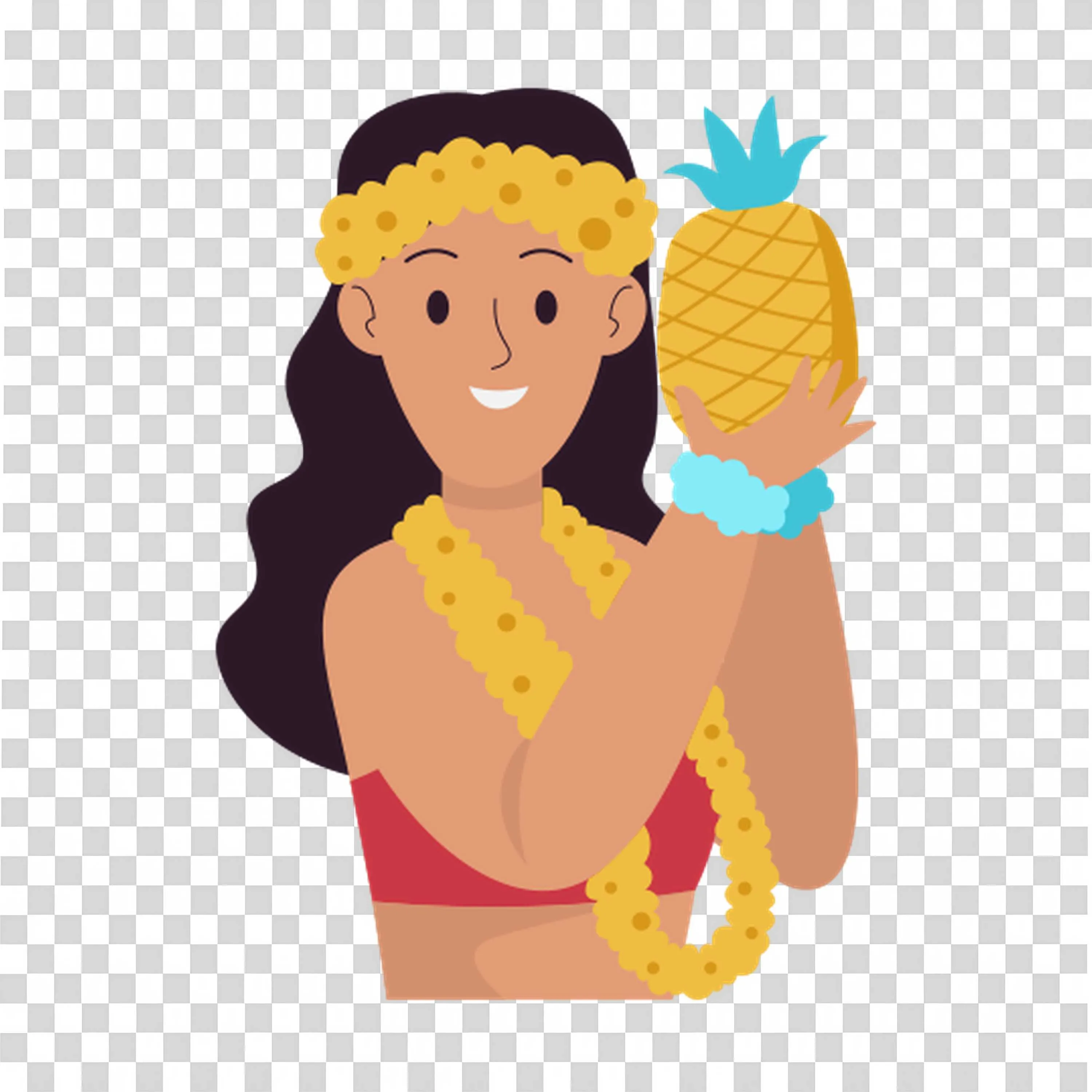 Woman Holding Pineapple Reflects Cultural Joy Free Download