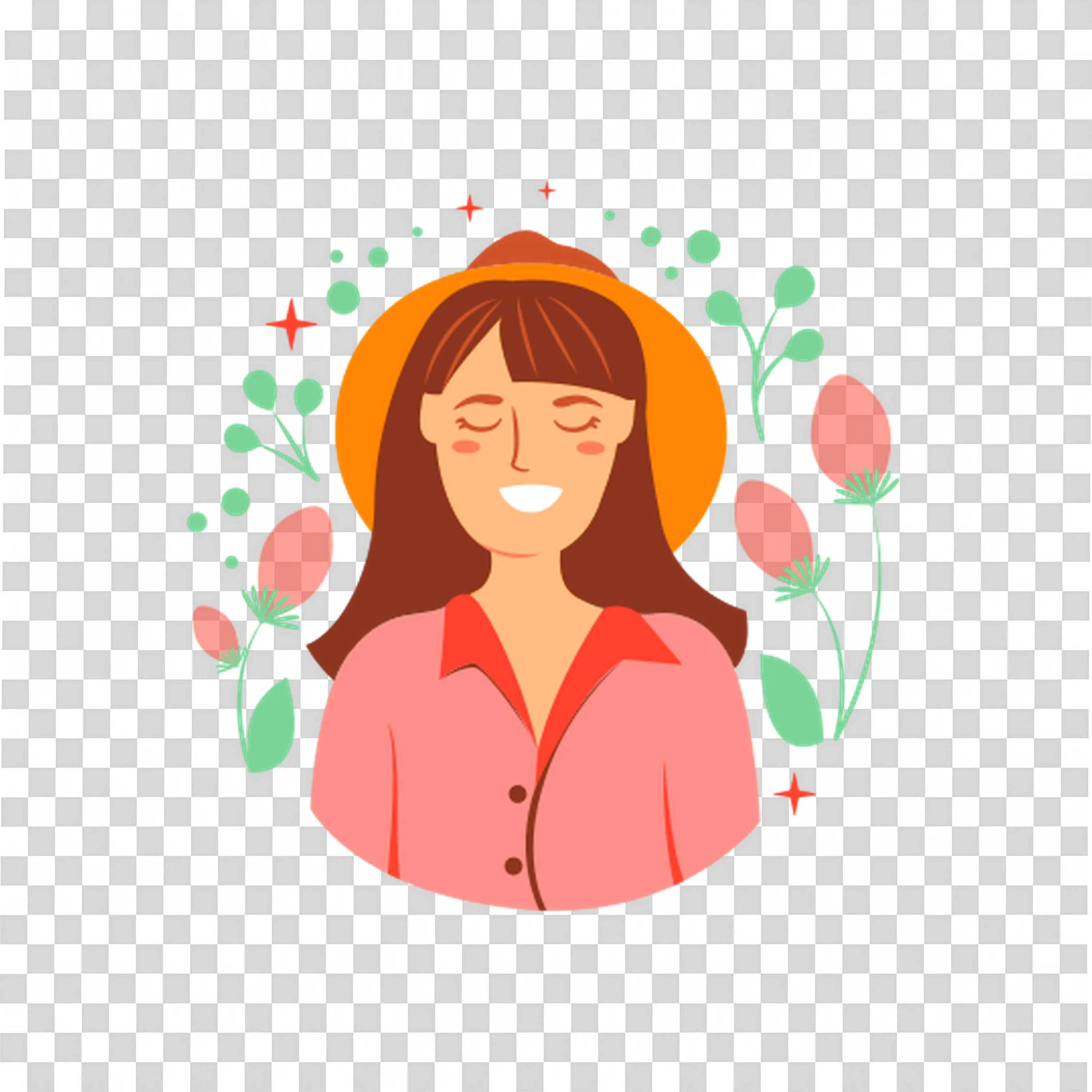 Woman in Red Dress Holding Balloons and Flowers PNG