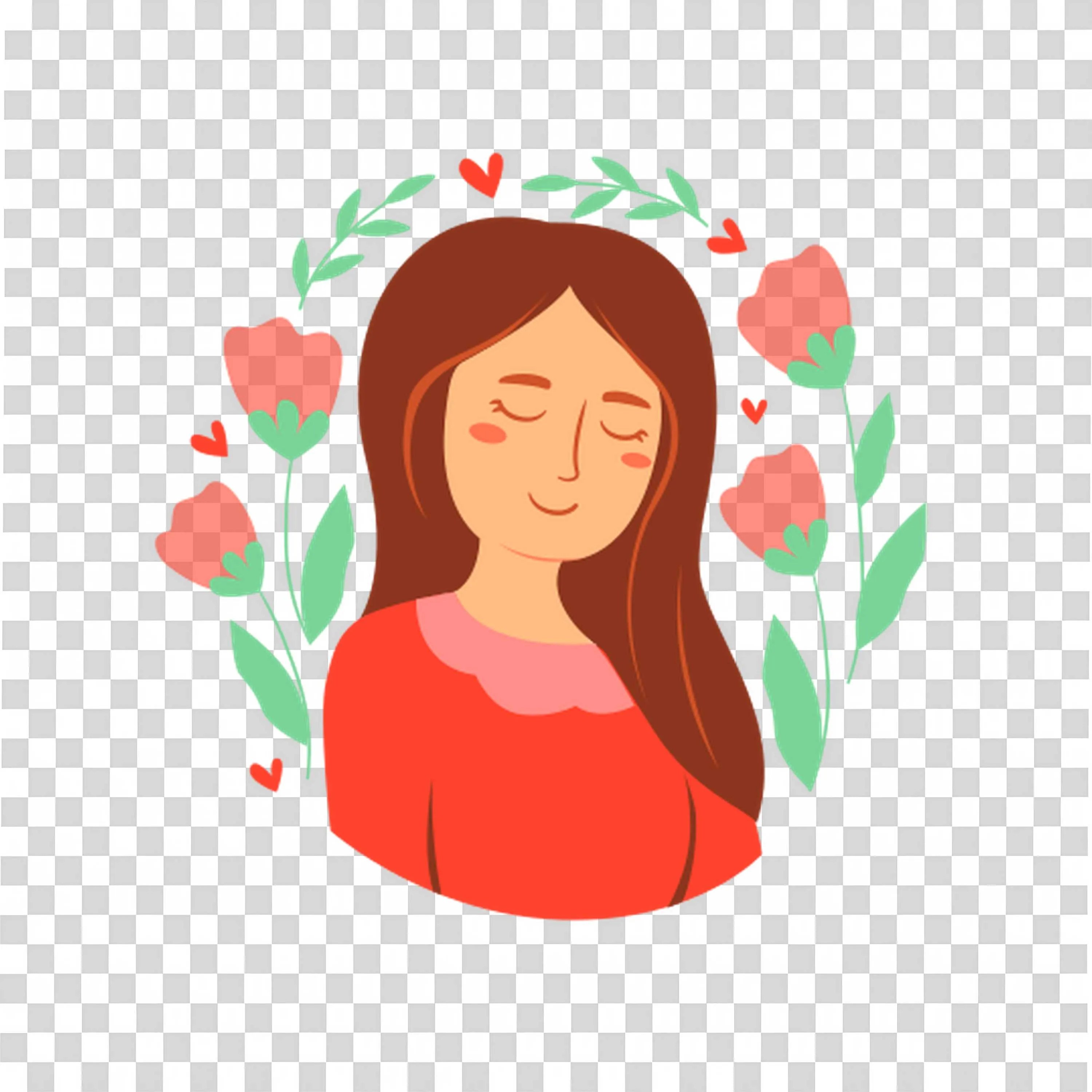 Woman Relaxing with Eyes Closed Surrounded By Roses