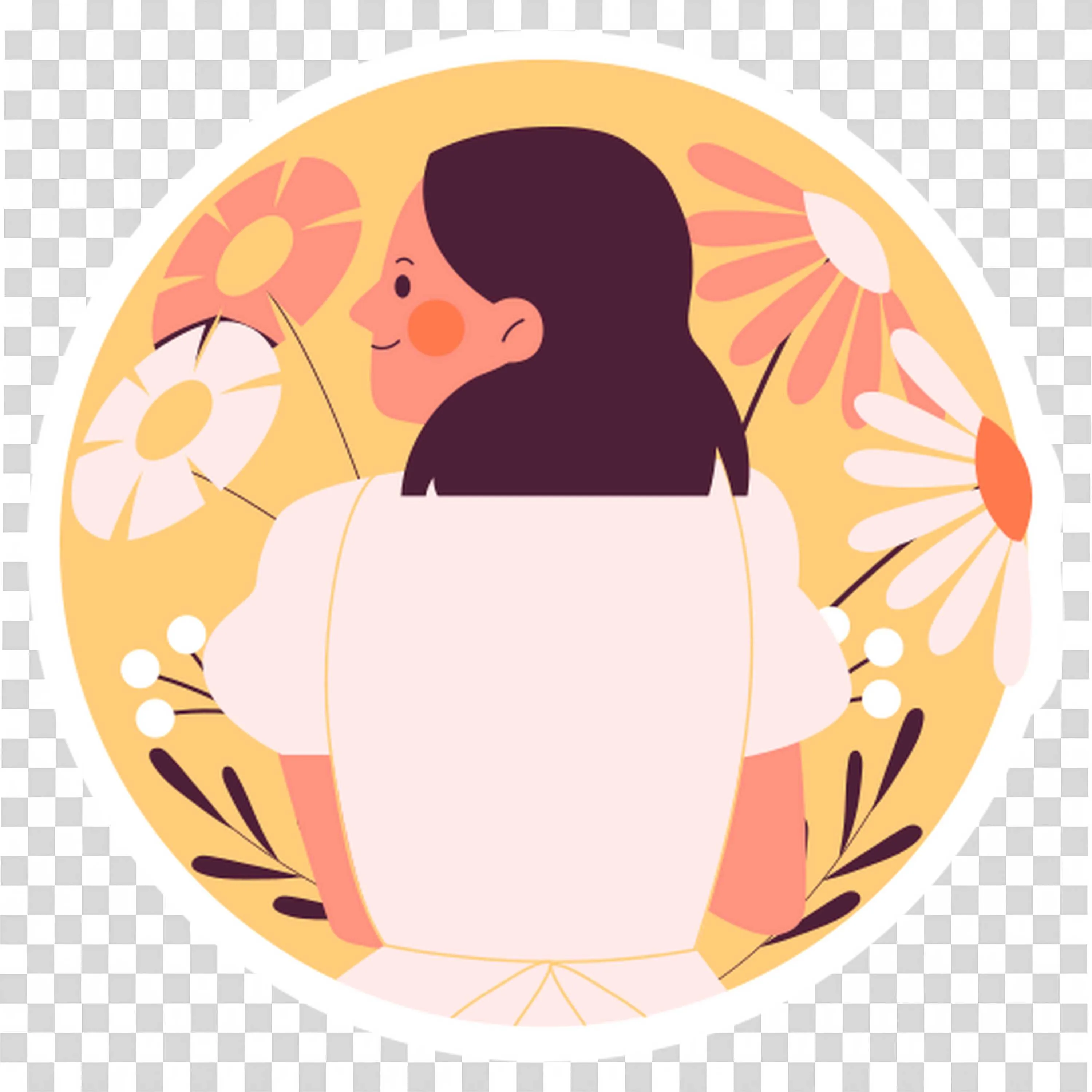 Woman Surrounded By Florals Embraces Serenity PNGImage