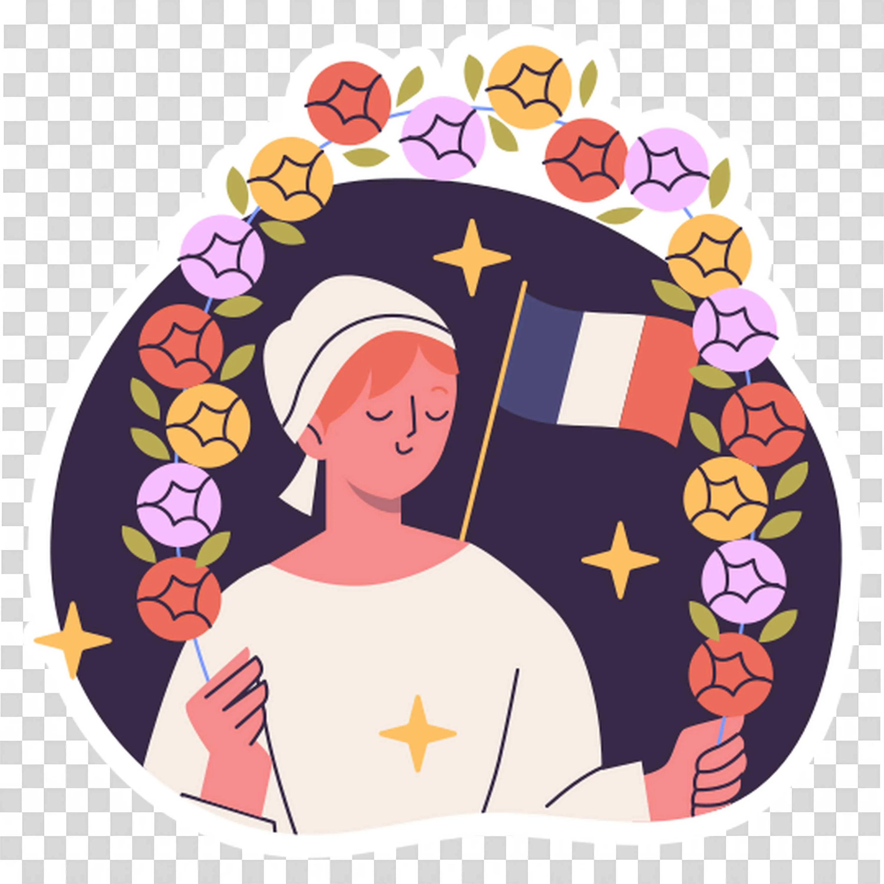 Woman Surrounded By Flowers Holding a Shining Candle