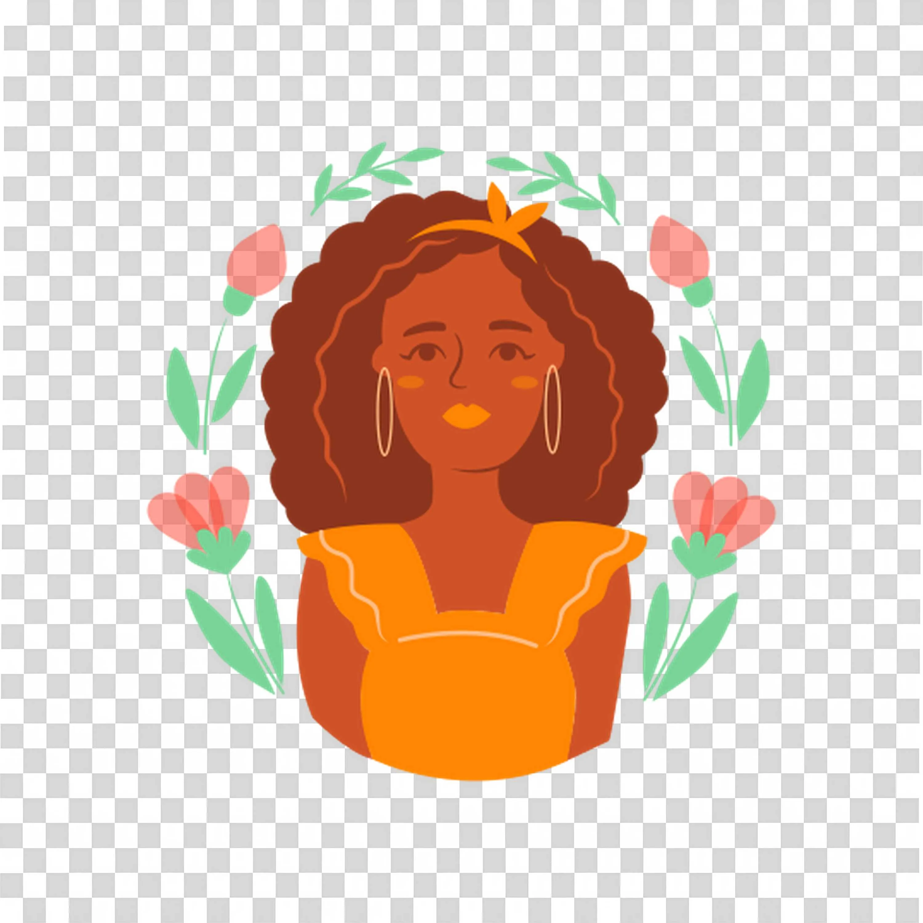 Woman Surrounded By Pink Flowers in Peaceful Mood PNG