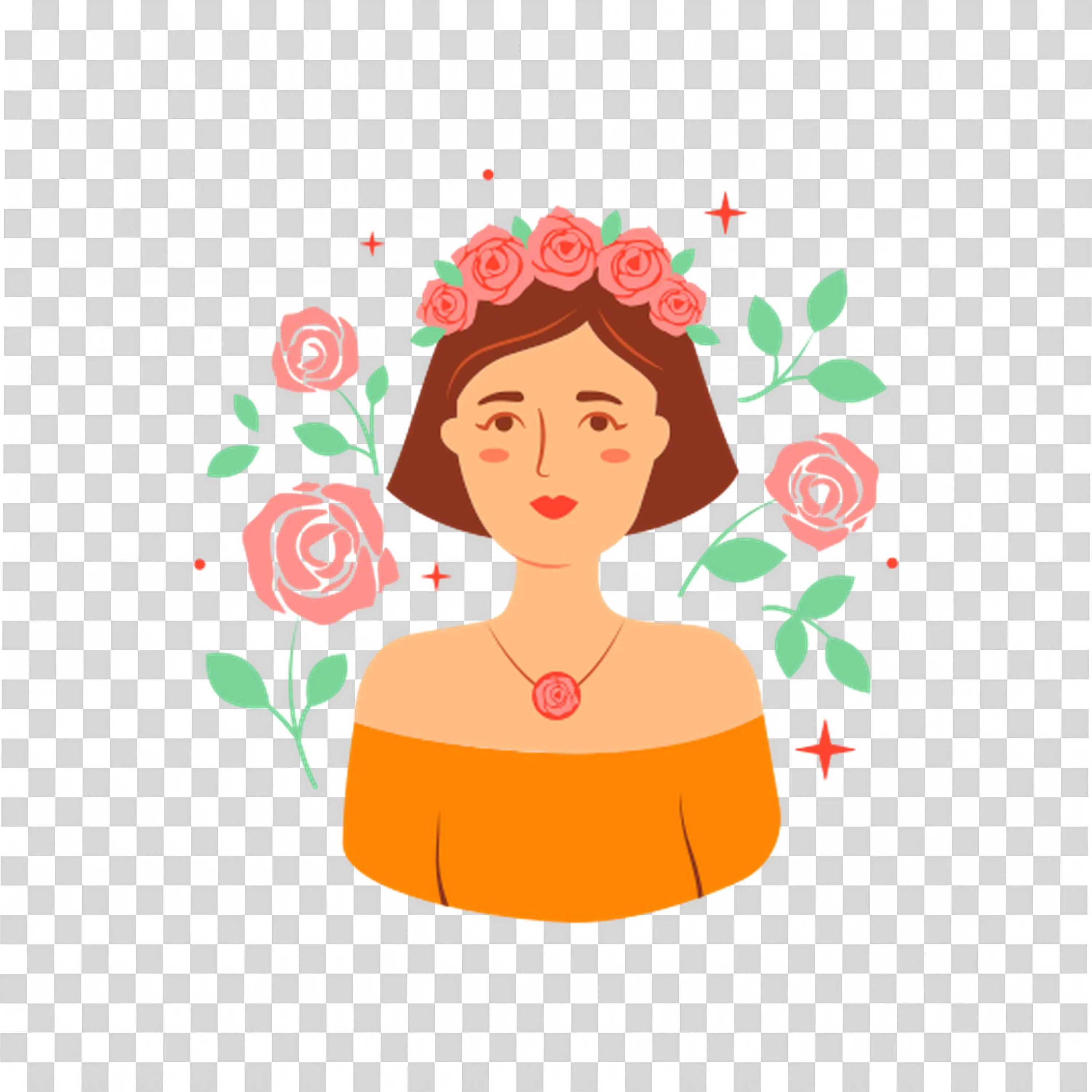 Woman with a Flower Crown and a Peaceful Expression