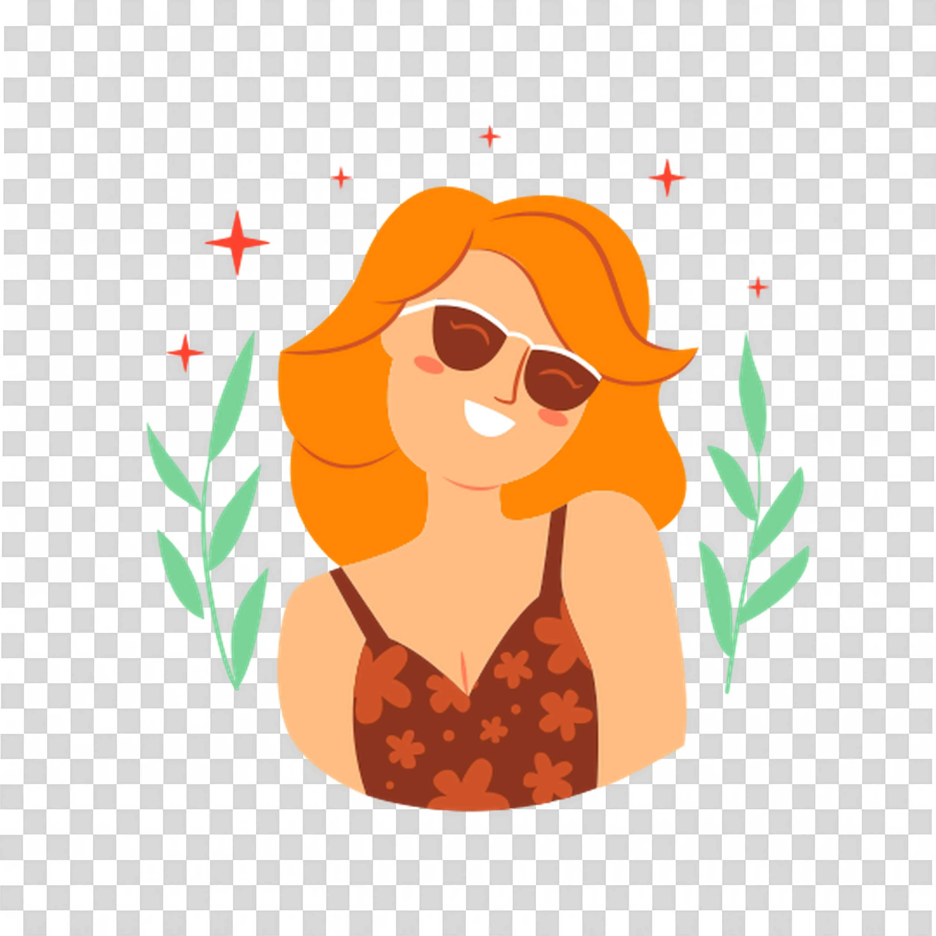 Woman with Glasses Surrounded By Nature Calm Free PNG