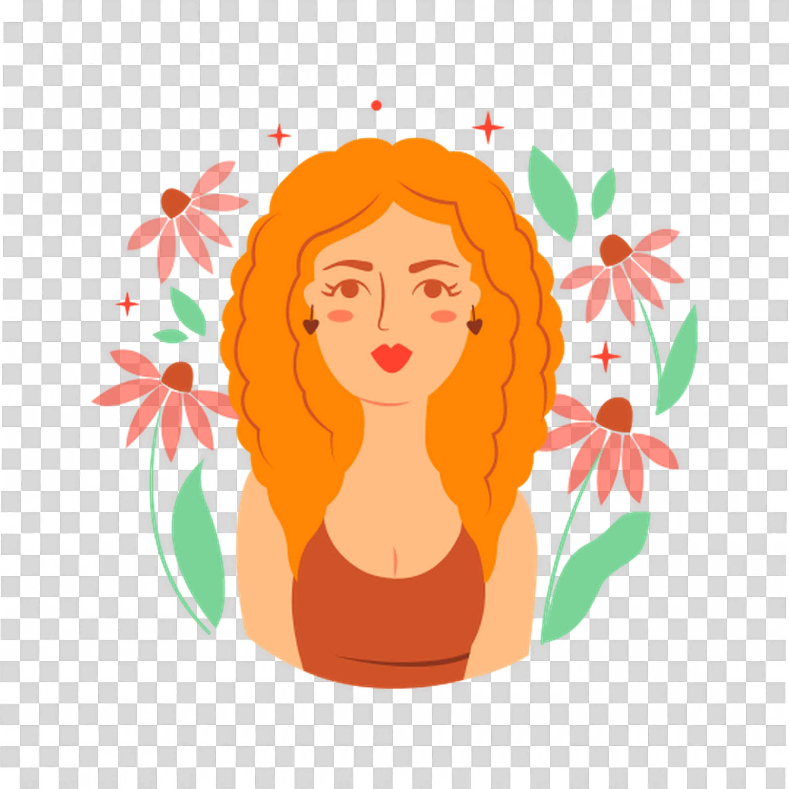 Woman with Red Hair Surrounded By Blossoming Flowers