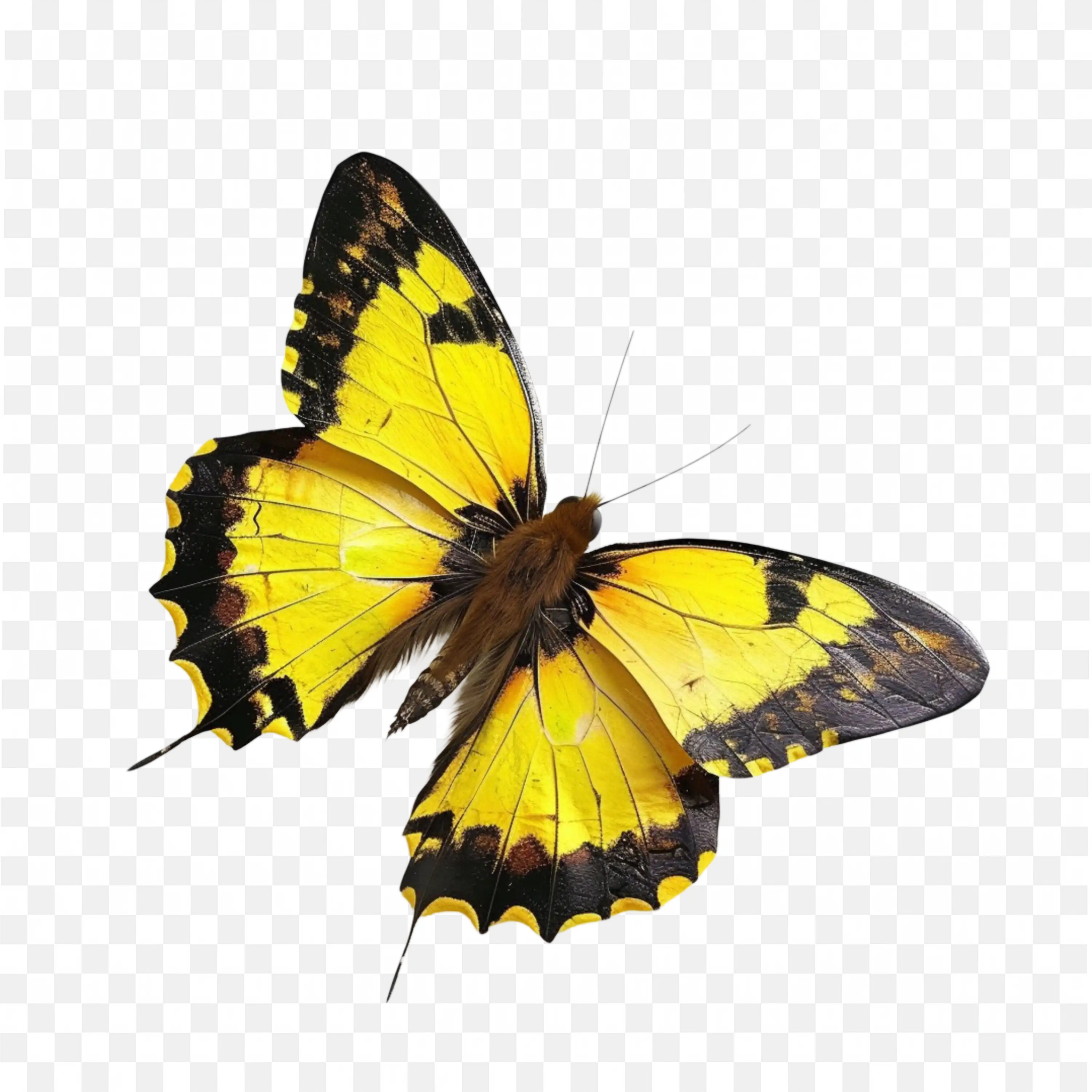 Yellow Butterfly with Black Edges Nature PNG Clipart