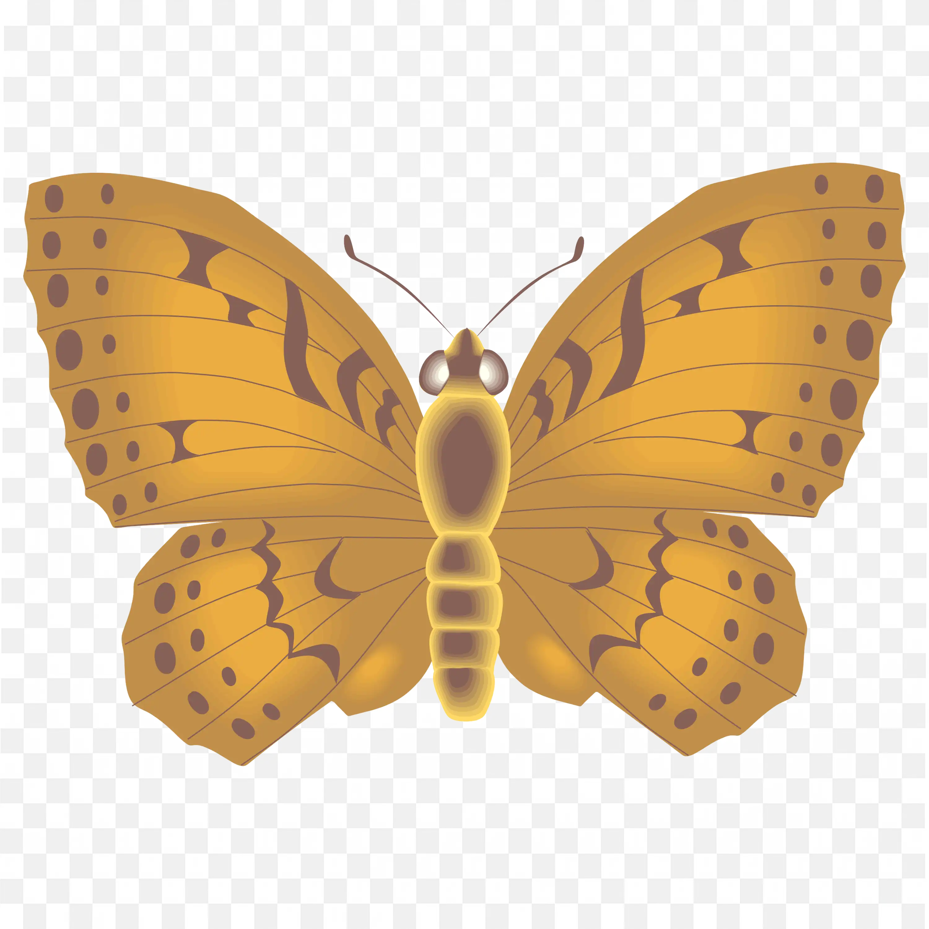 Yellow Butterfly with Brown Spots Natural Wings PNG