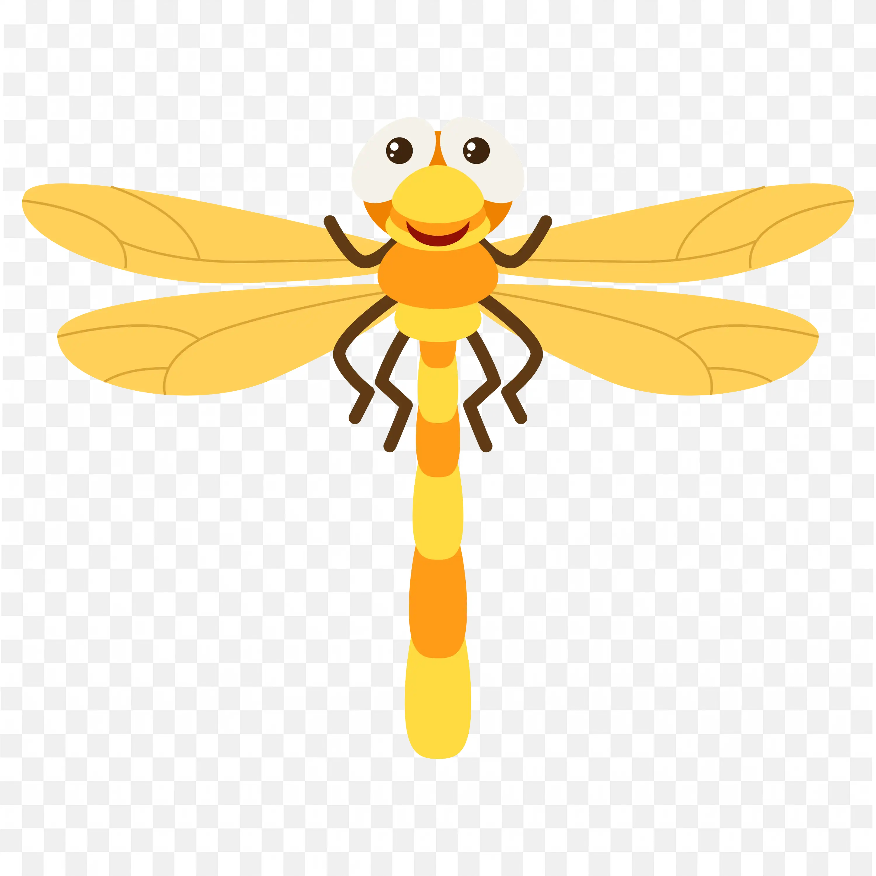 Yellow Dragonfly with Smiling Face PNG Clipart Art Download