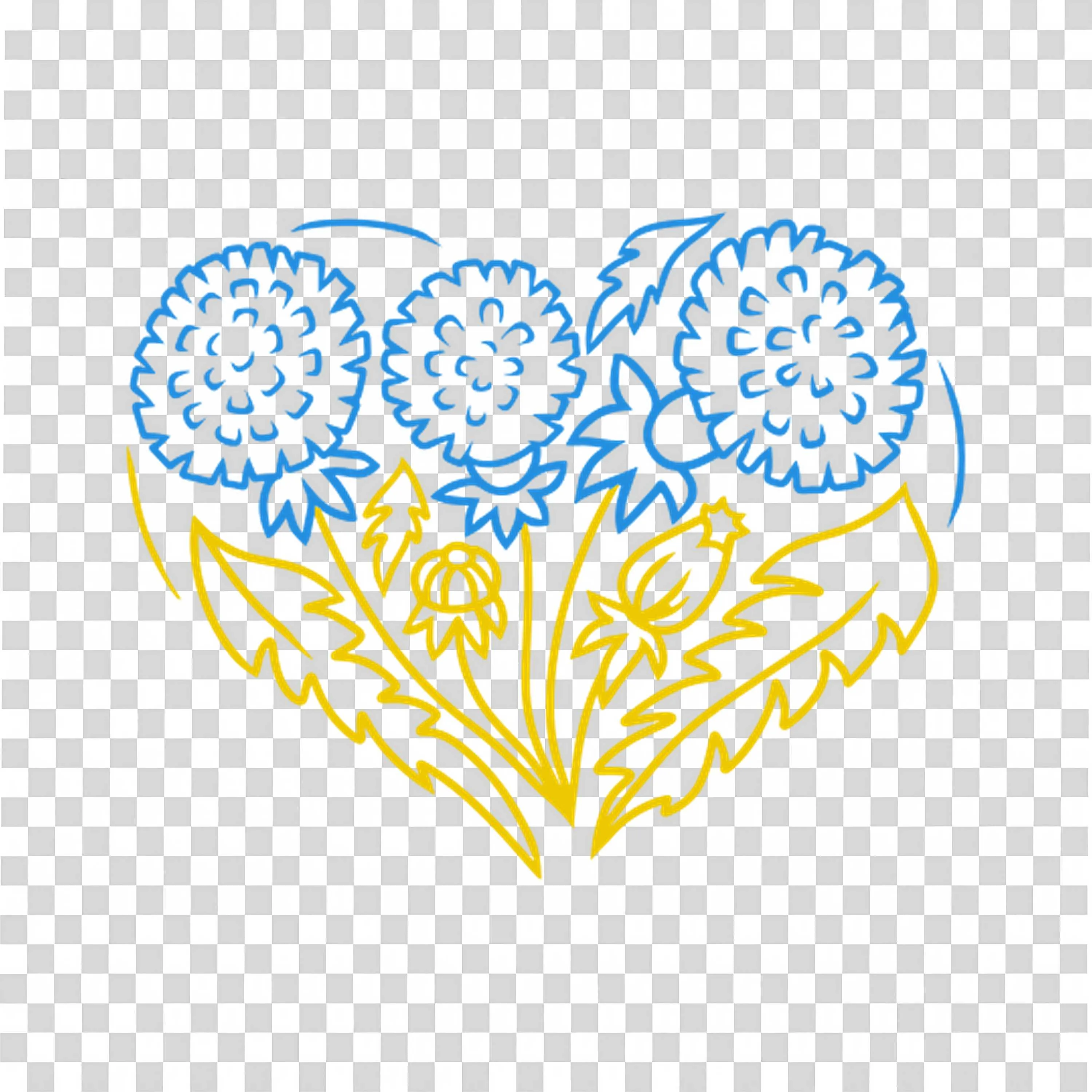 Yellow Heart with Flowers Honors Mother Nature PNGImage