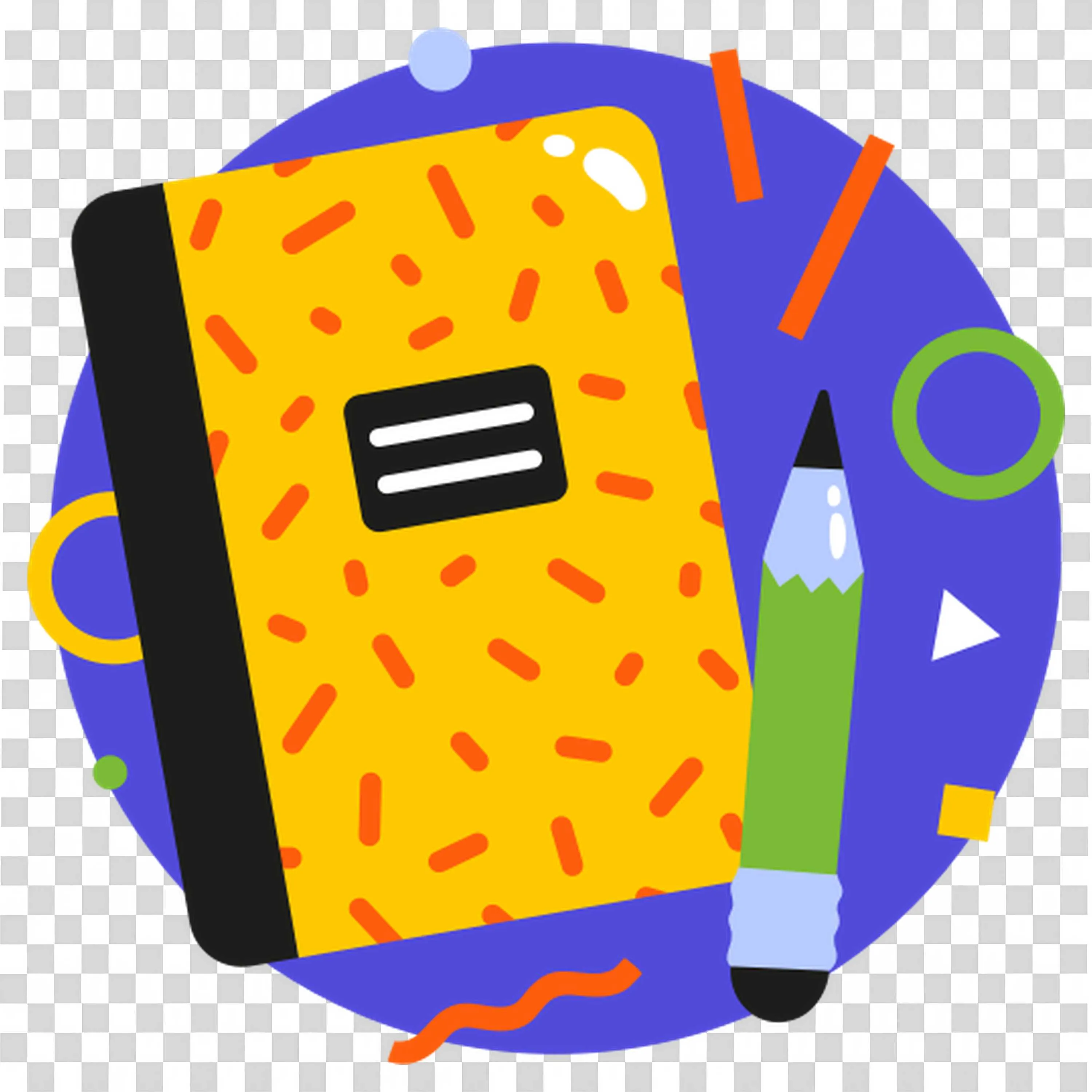 Yellow Notebook Surrounded By Colorful Geometric Shapes