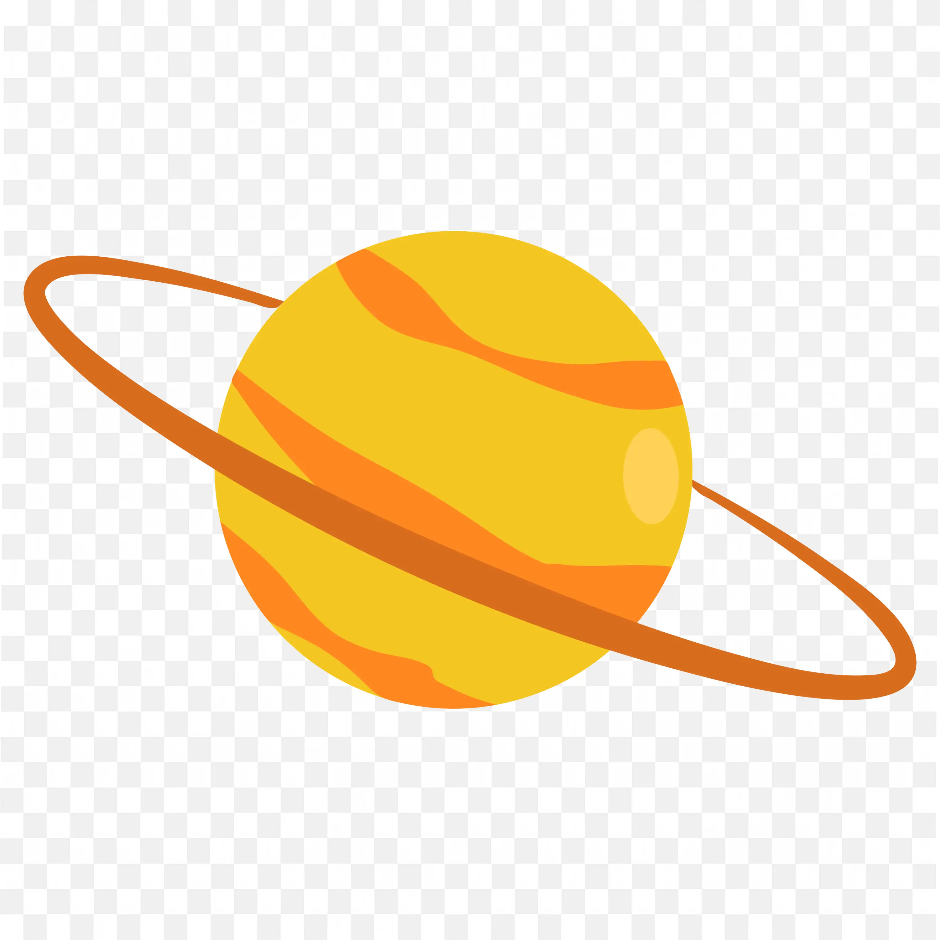 Yellow Planet with Thin Red Rings PNG Cartoon Clipart