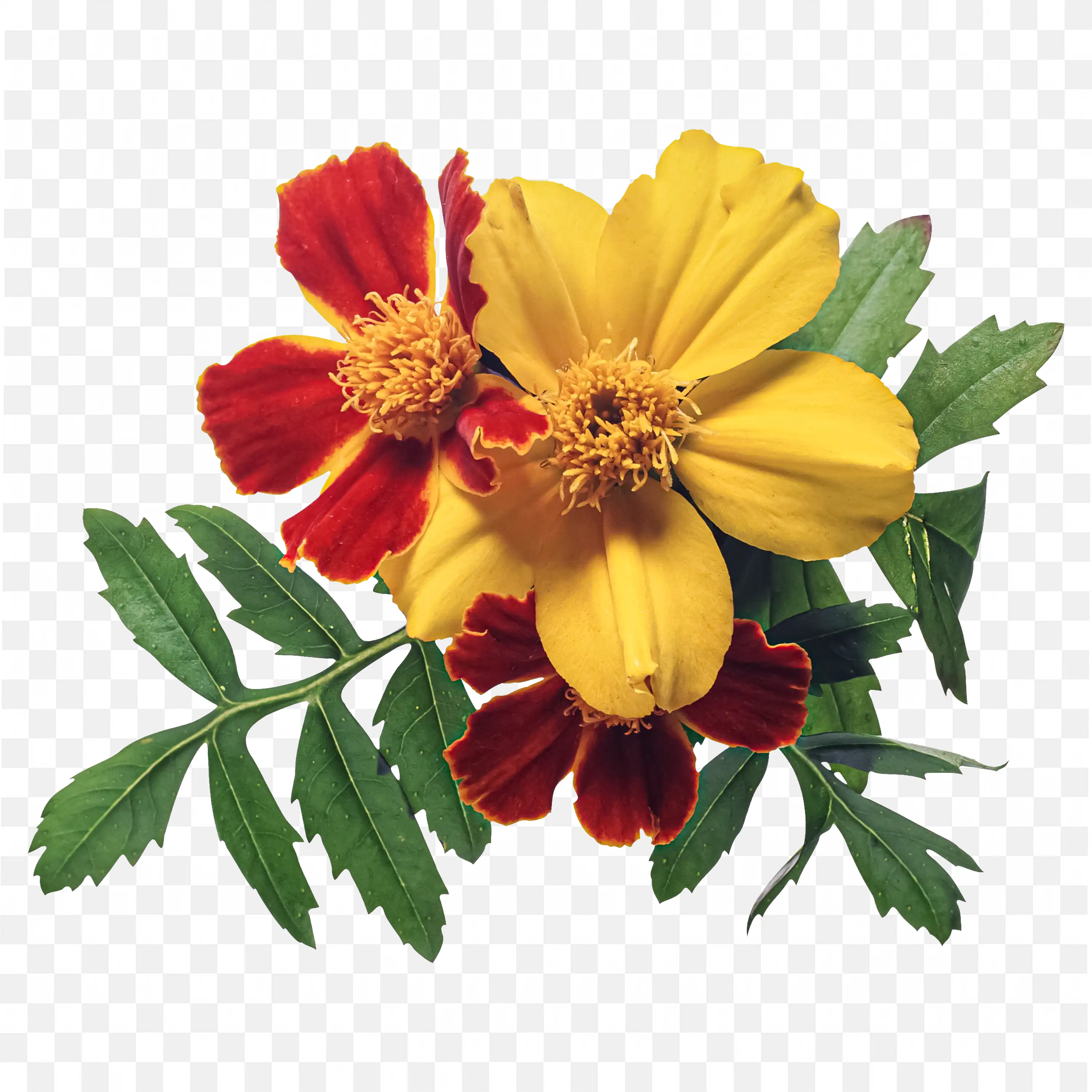 Yellow and Red Flower Bunch PNG Illustration Art Download