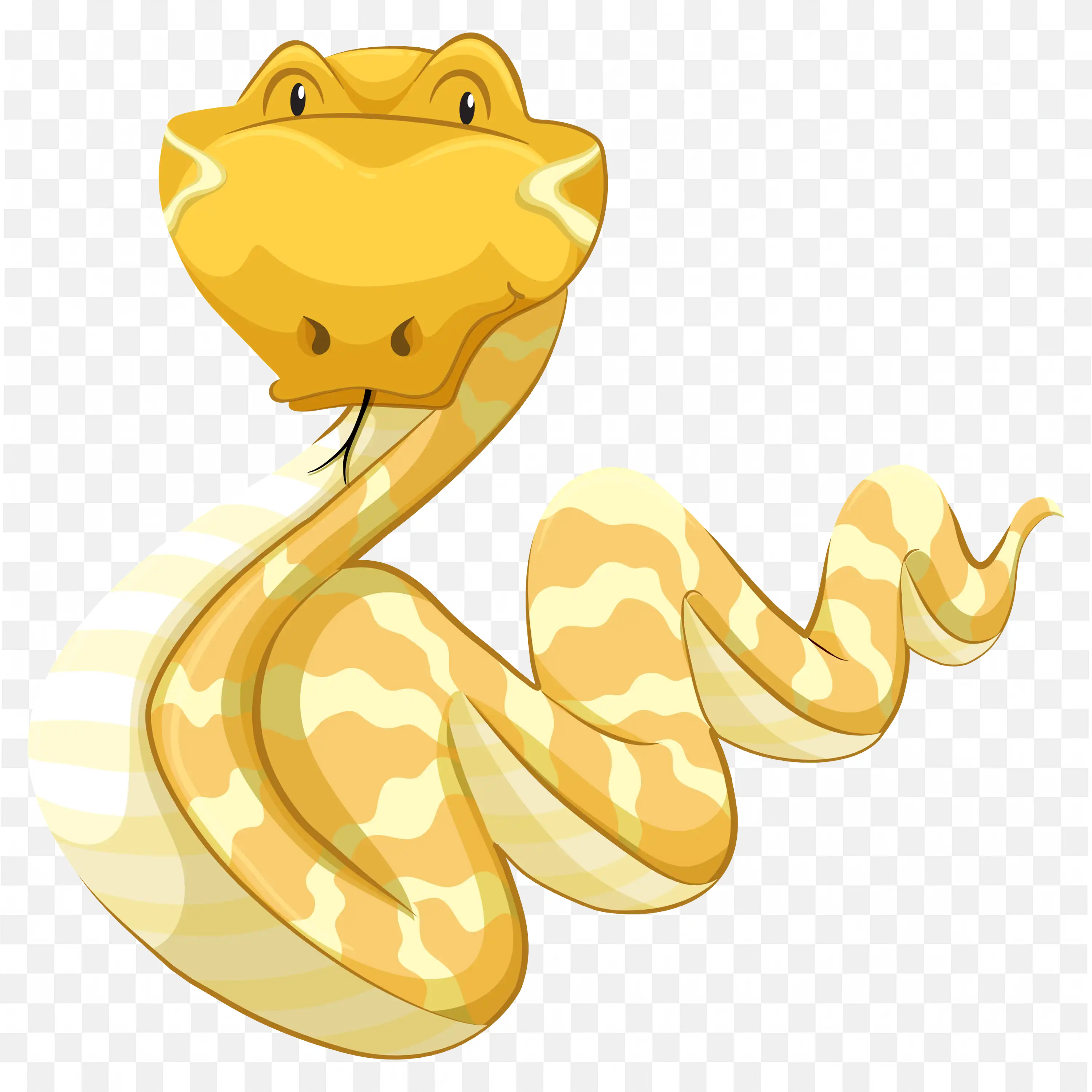 Yellow Snake Looking Up Cartoon Reptile PNG Clipart