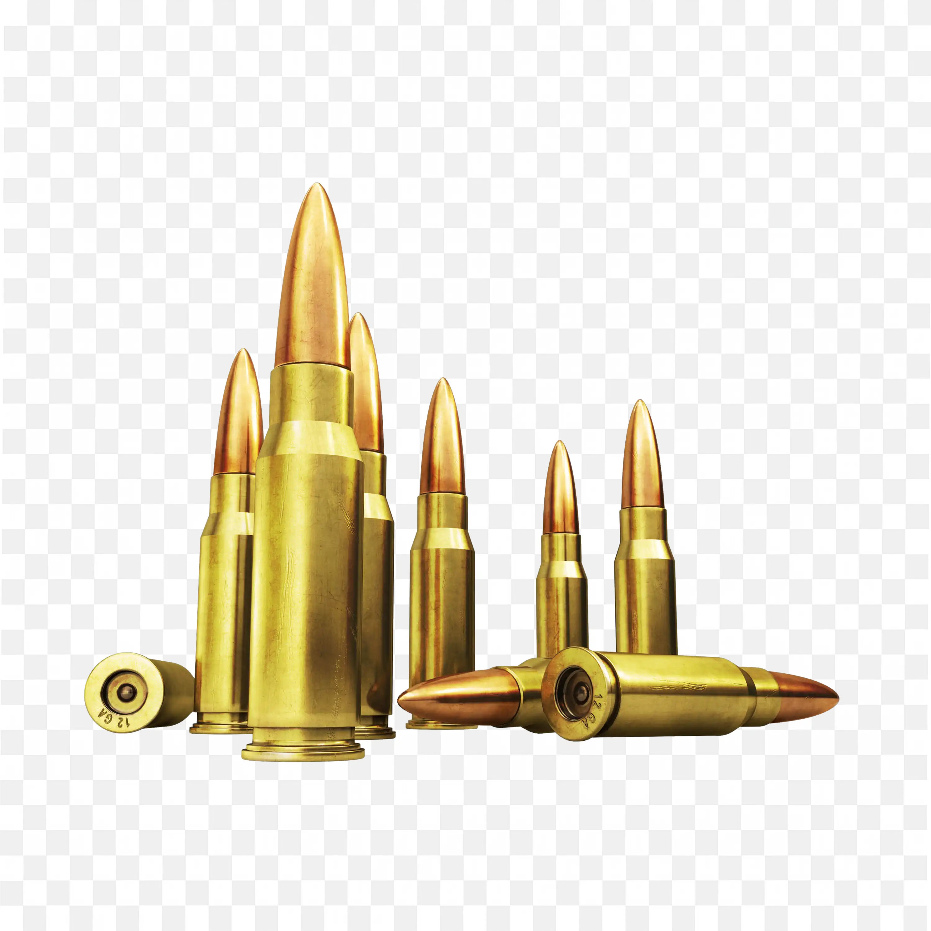 12 Gauge Shotgun Shells and Rifle Cartridges Ammunition PNG