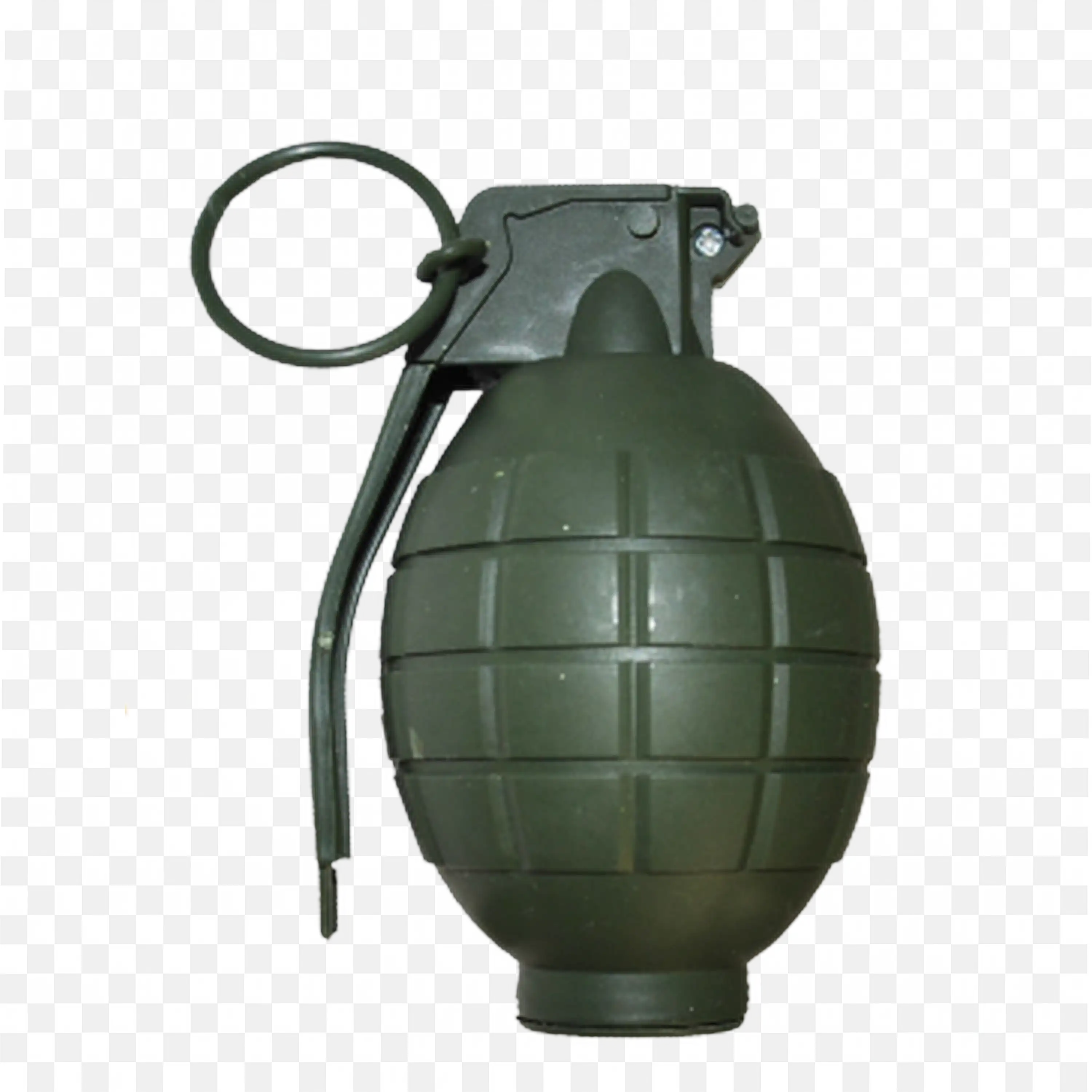 Classic Military Grenade PNG Art with Safety Pin and Handle